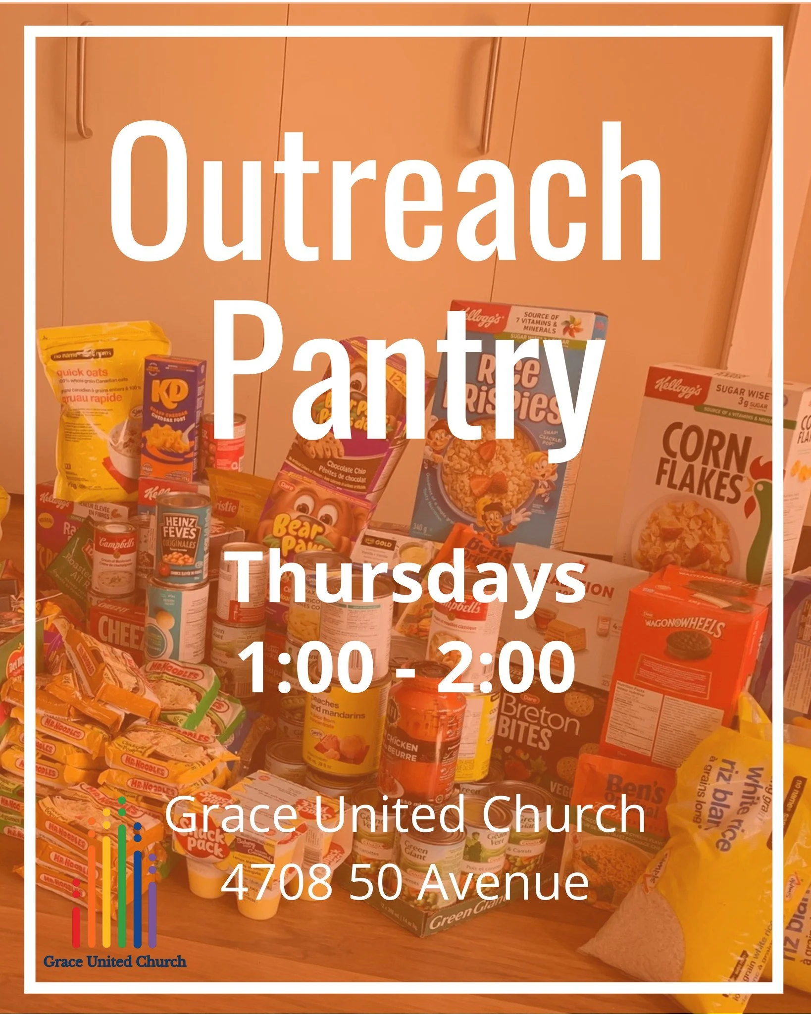 ☕ OUTREACH PANTRY &amp; COMMUNITY COFFEE

Join us Thursdays from 1:00&ndash;2:00 PM at Grace United Church for our Outreach Pantry and free community coffee.

Whether you&rsquo;re stopping by for a cup of coffee, connecting with others, or accessing 