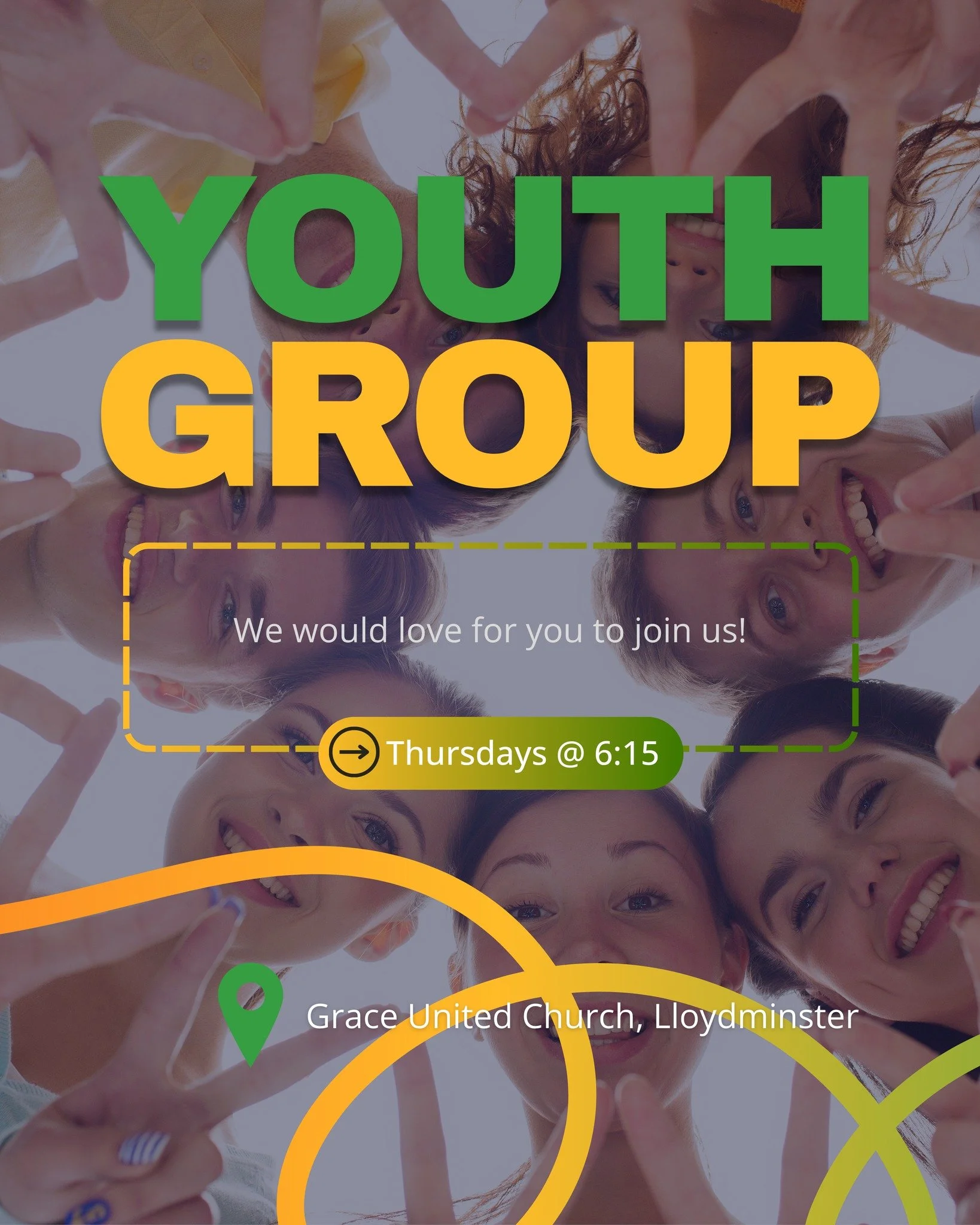 YOUTH GROUP IS TONIGHT! 🙌

Join us this Thursday evening for a night of **fellowship, friends and connection** at Grace United Church.

📅 Thursday, October 8
🕕 6:15 PM

Come as you are, bring a friend, and spend some time together!

We can't wait 