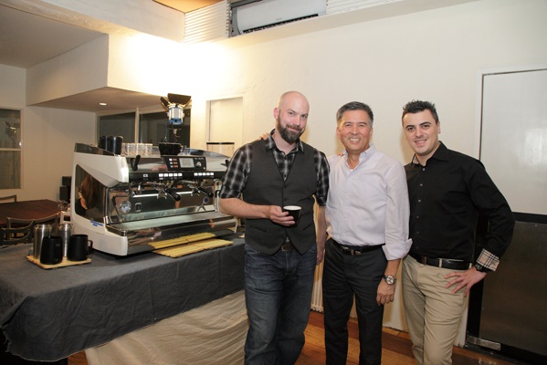 From left: Pete Licata, 2013-2014 World Barista Champion; Leo de Leon, president and general manager, Allegro Beverage Corp.; and Michele Mastrocola, Asia-Pacific sales manager, Nuova Simonelli. 