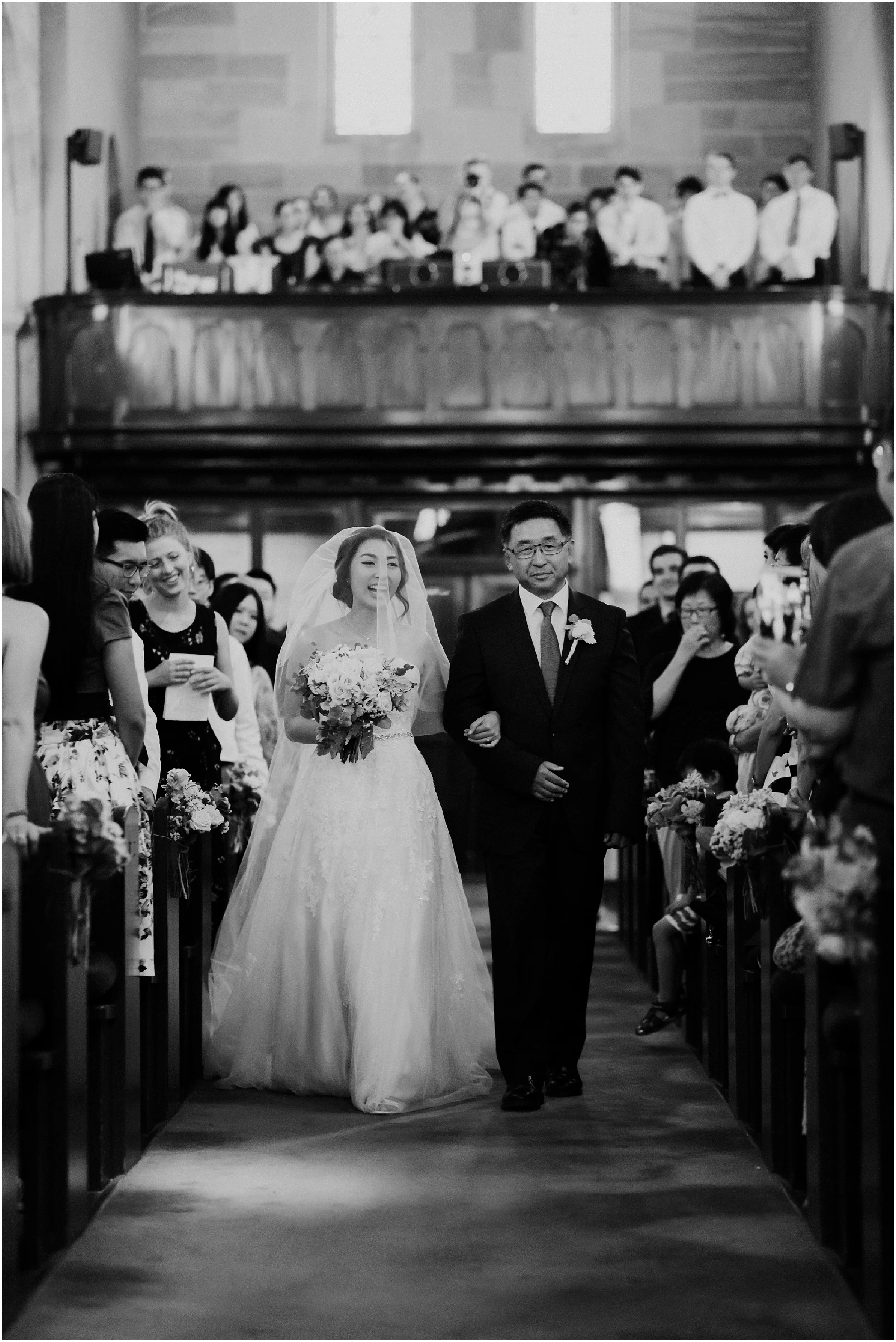 Father of the bride entering with bride