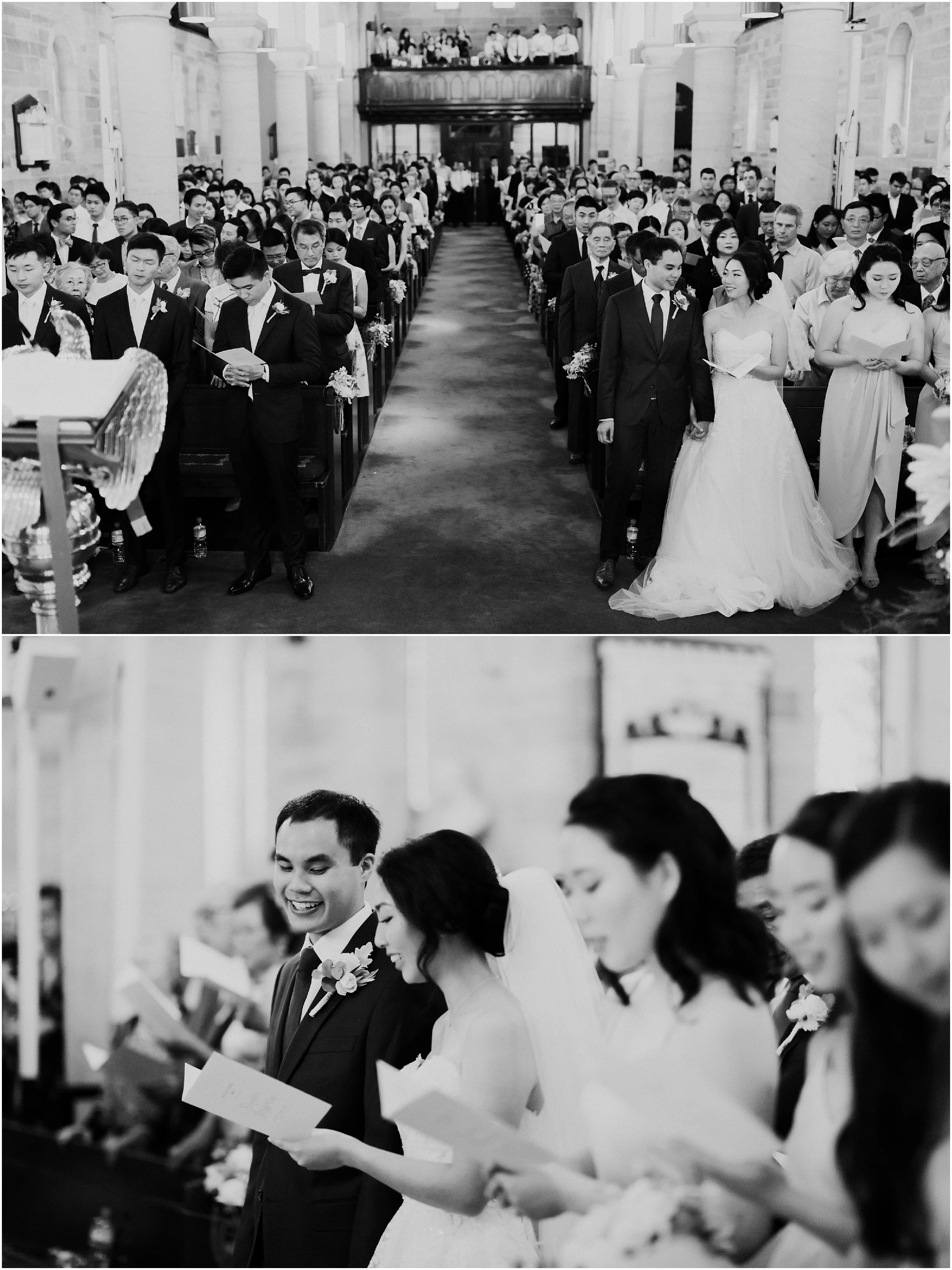 Bride and groom candid during ceremony