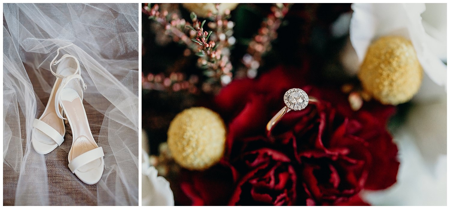 Bowral Southern Highlands Autumn Wedding - Bride's shoes and ring in flowers