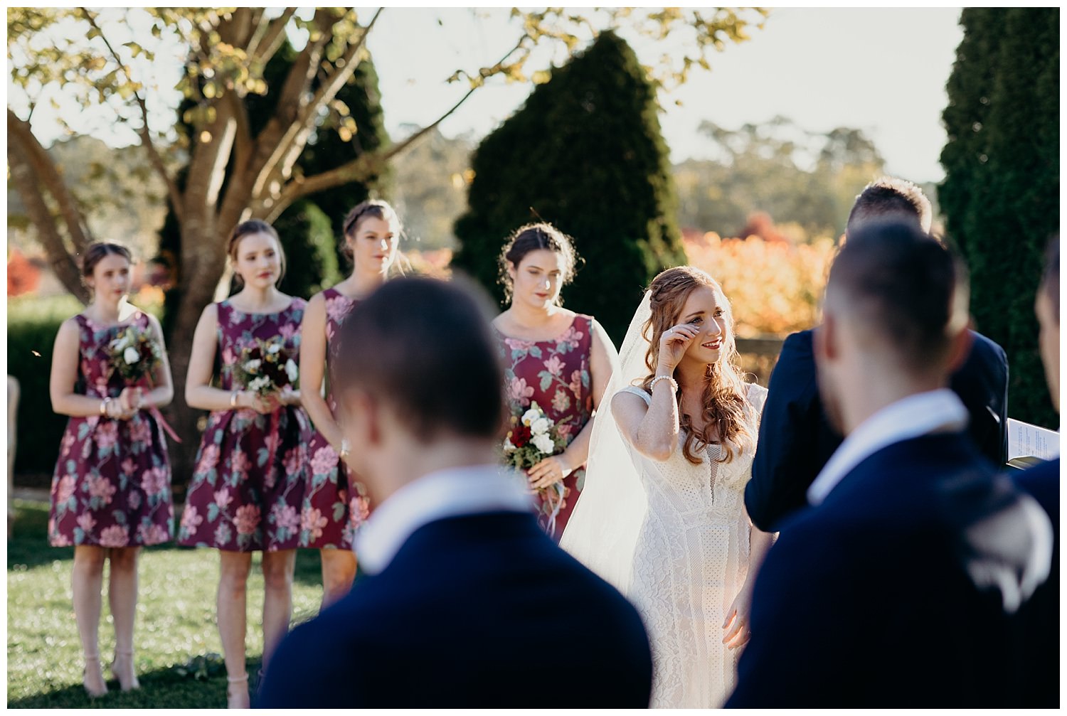 Bowral Southern Highlands Autumn Wedding - Bride wiping away tears