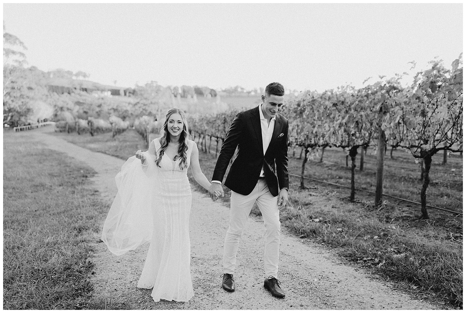 Bowral Southern Highlands Autumn Wedding - Candid black and white bridal portrait