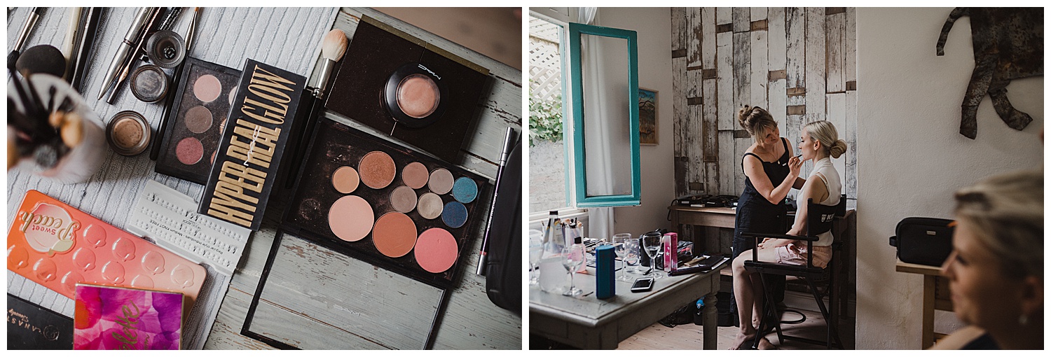 Candid bride prep moments in Sydney beach house