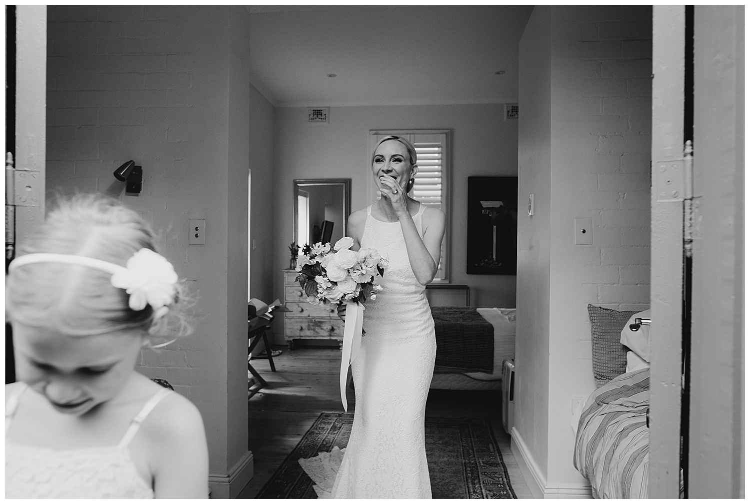 Candid photo of Bride getting ready to leave for her Sydney Wedding
