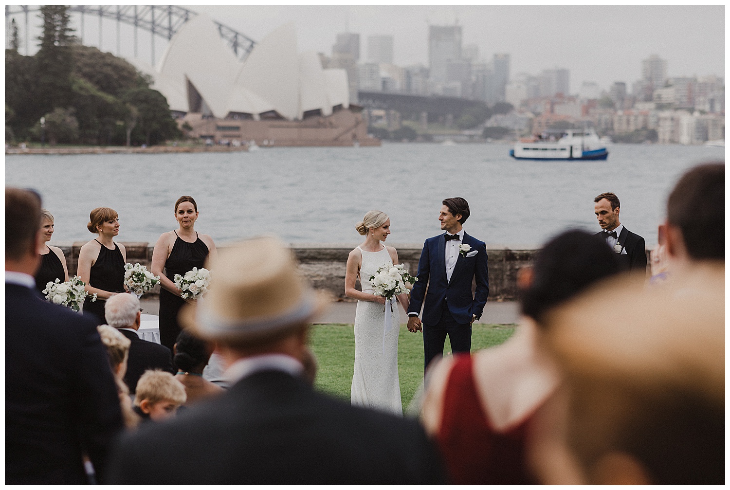 Bride and Groom at their Botanic Gardens Wedding on the iconic Sydney Harbour