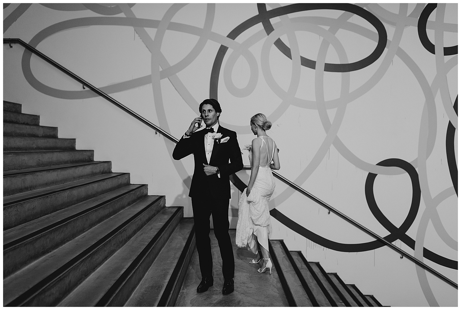 Candid moment at the MCA Sydney before couple's Wedding Reception