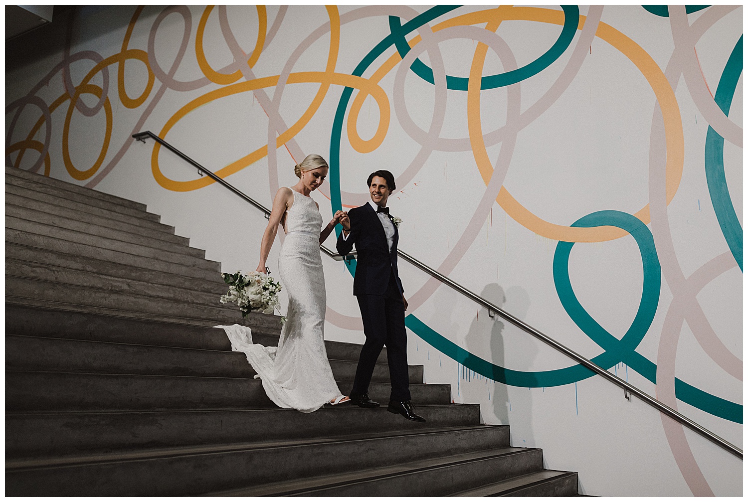 Bride and Groom take portraits at the MCA Sydney