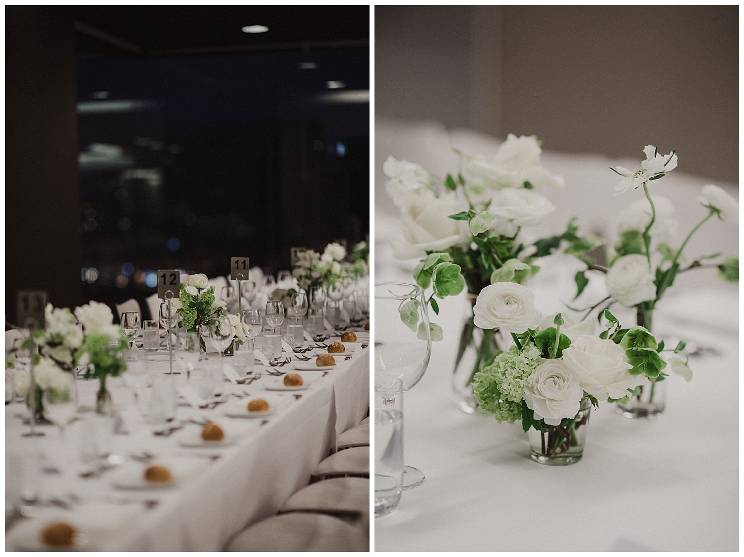 Table decorations at the MCA Sydney with flowers by Poho
