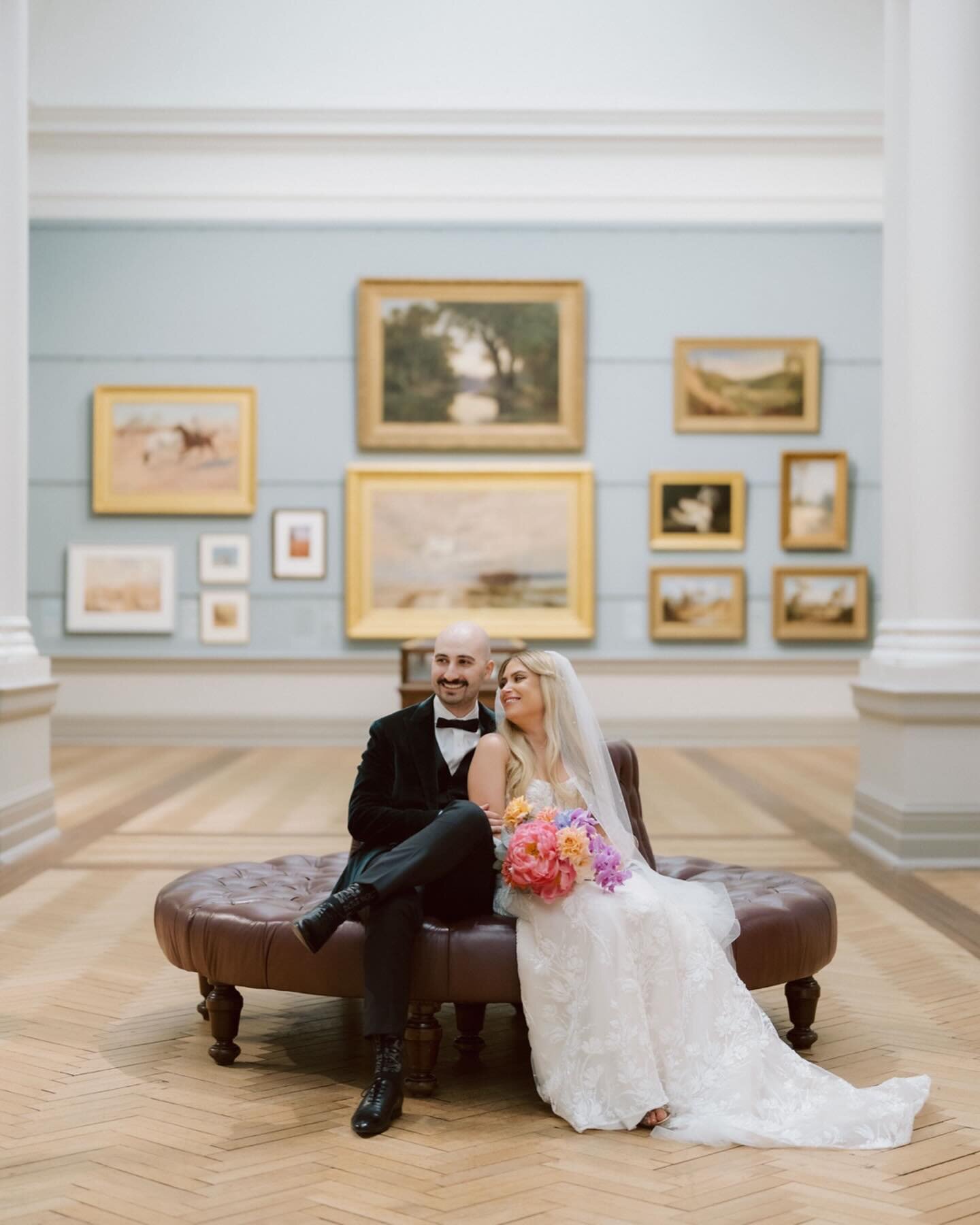 Sometimes I get caught up in the photos so much on a wedding day that I forget to stop and appreciate the super special moments that I get to tag along for. Kinda like this quiet stroll through the art gallery after closing time with Marie &amp; Dave