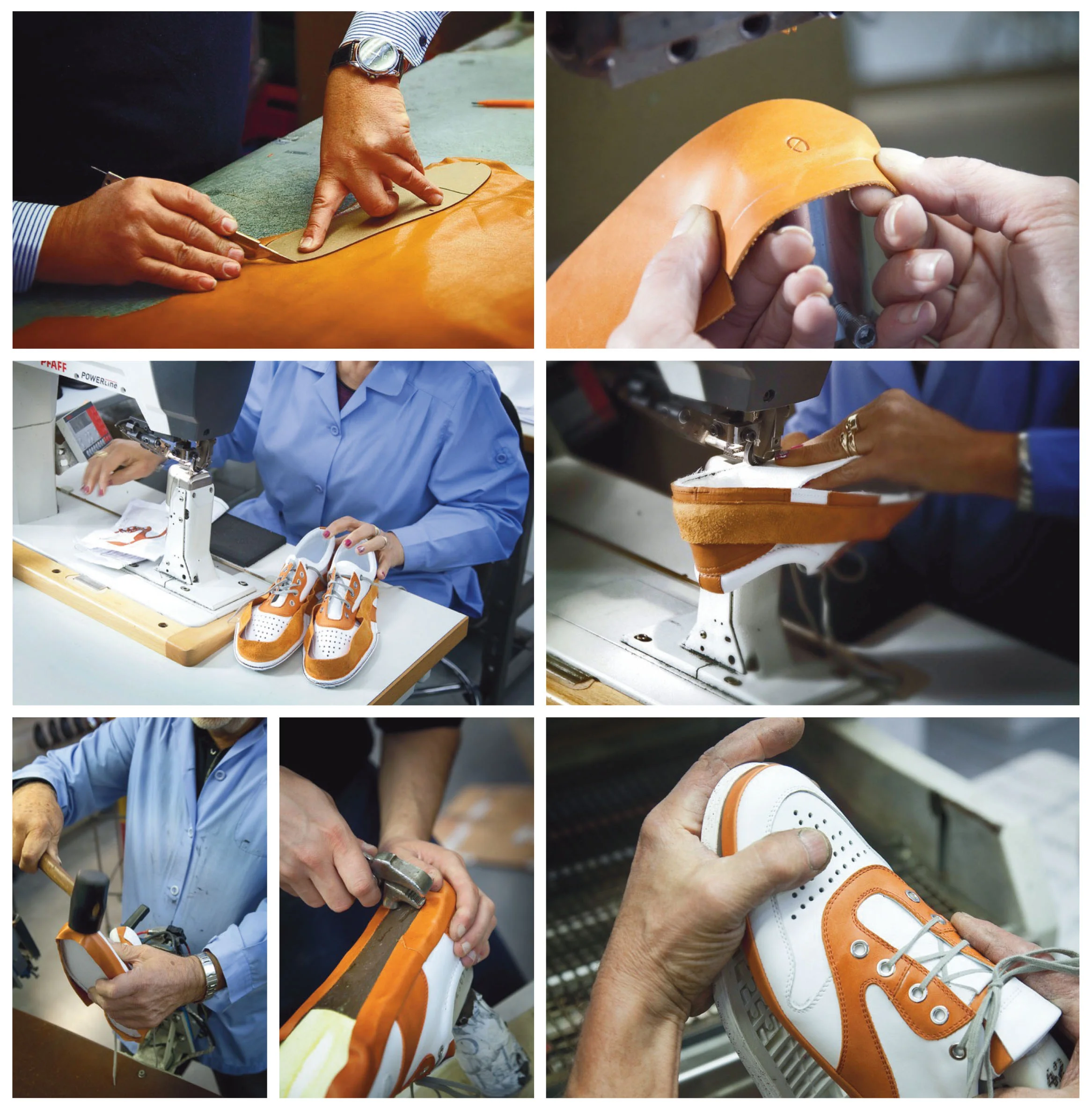 Skilled shoemakers handcrafting ALODD's Montebello Line footwear at our workshop in Italy. 
