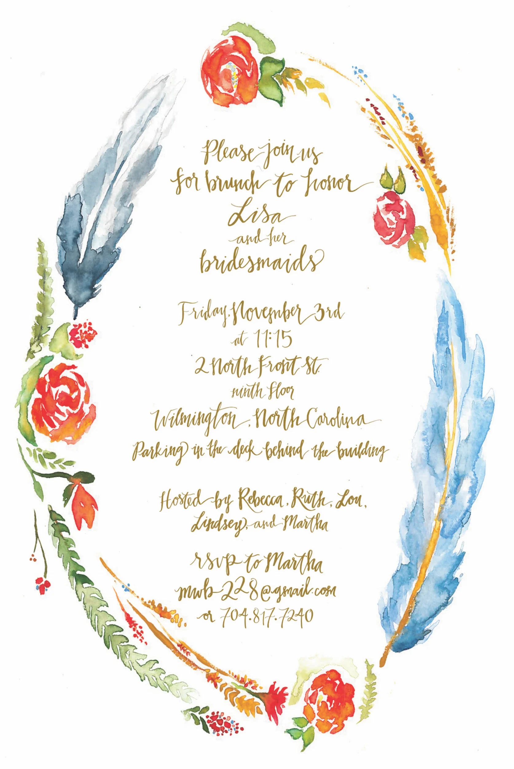  Bridal luncheon invitation, 2017. 