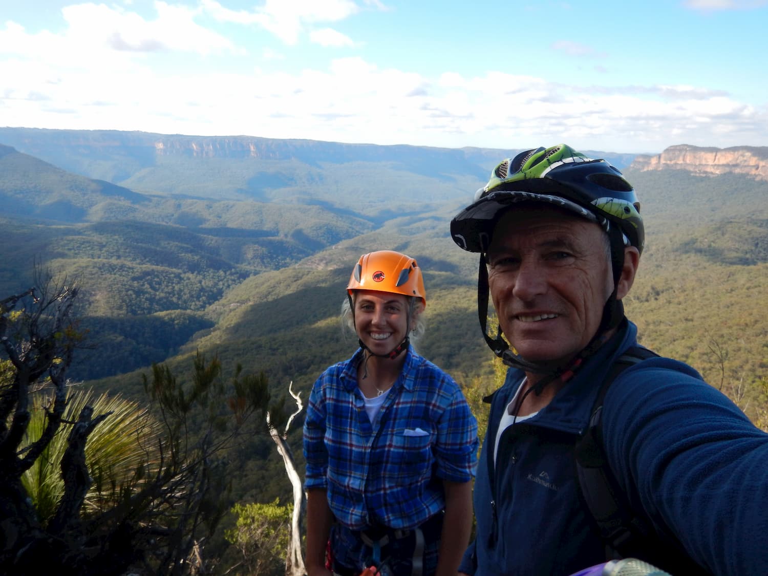 Steph and Dad about to abseil.jpg