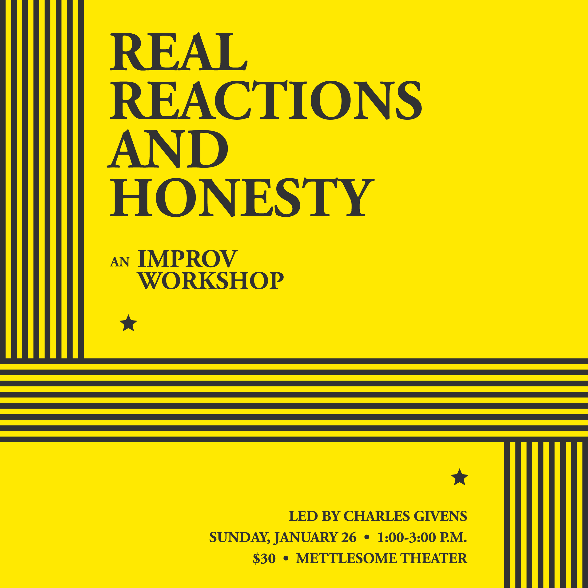 WORKSHOP: Real Reactions and Honesty in Improv [SOLD OUT]