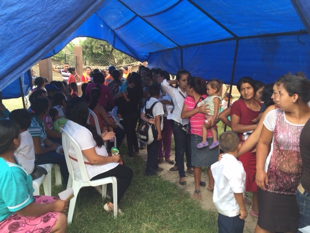 Families waiting in line to see the Pediatric Medical and Dental Teams