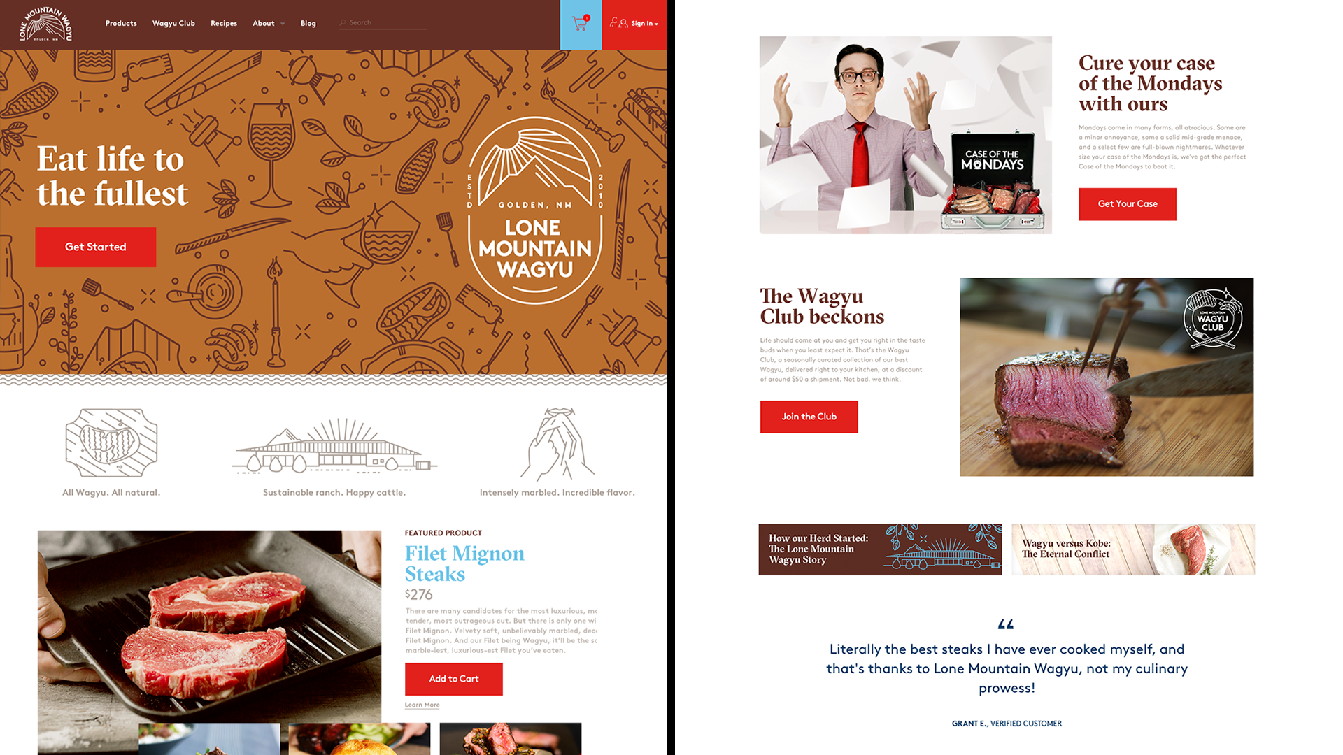  Eat Life to the Fullest branding website for Lone Mountain Wagyu by Tom Morhous and Remo+Oob, Ltd. 