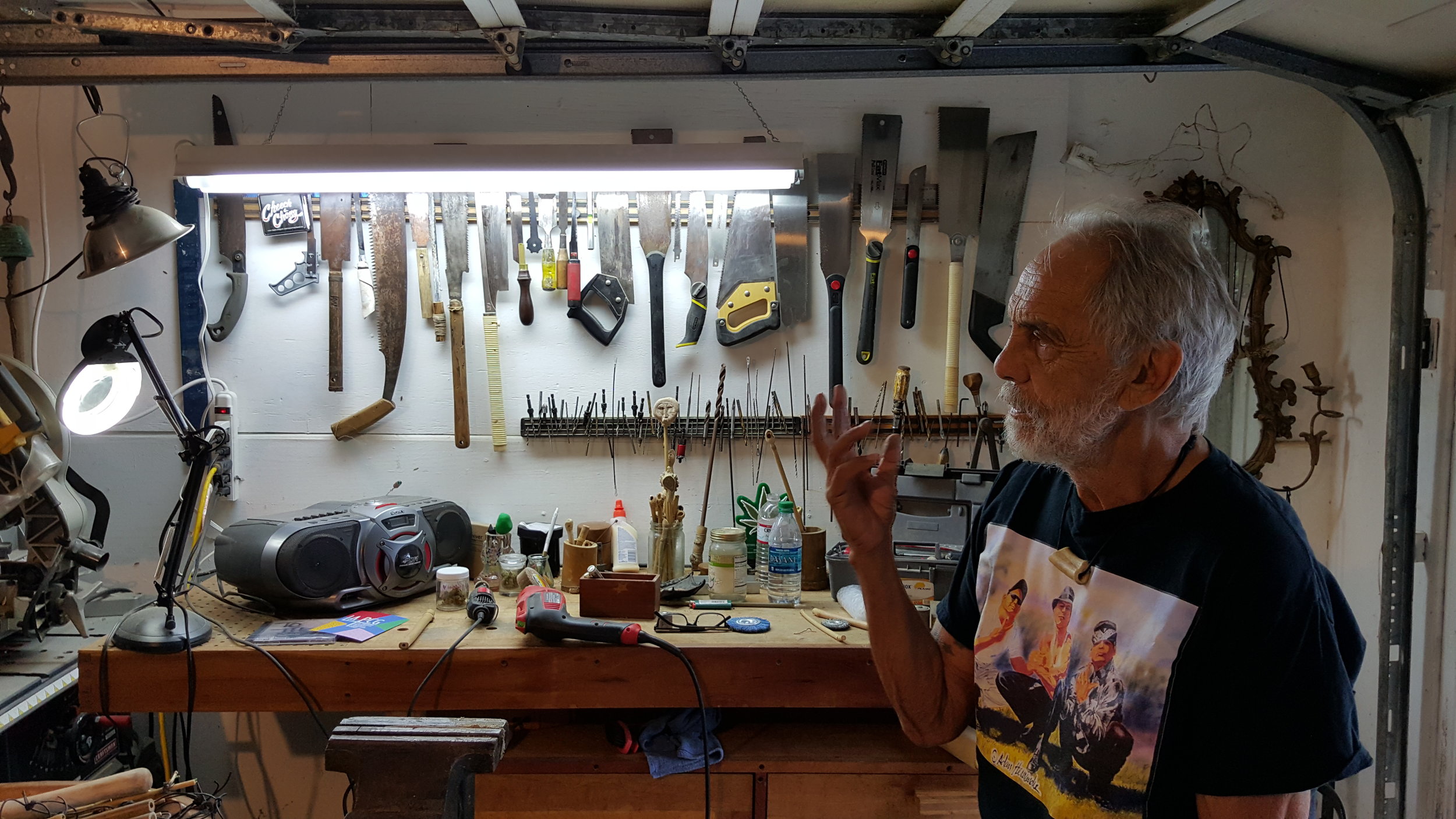 Shot in Tommy’s workshop