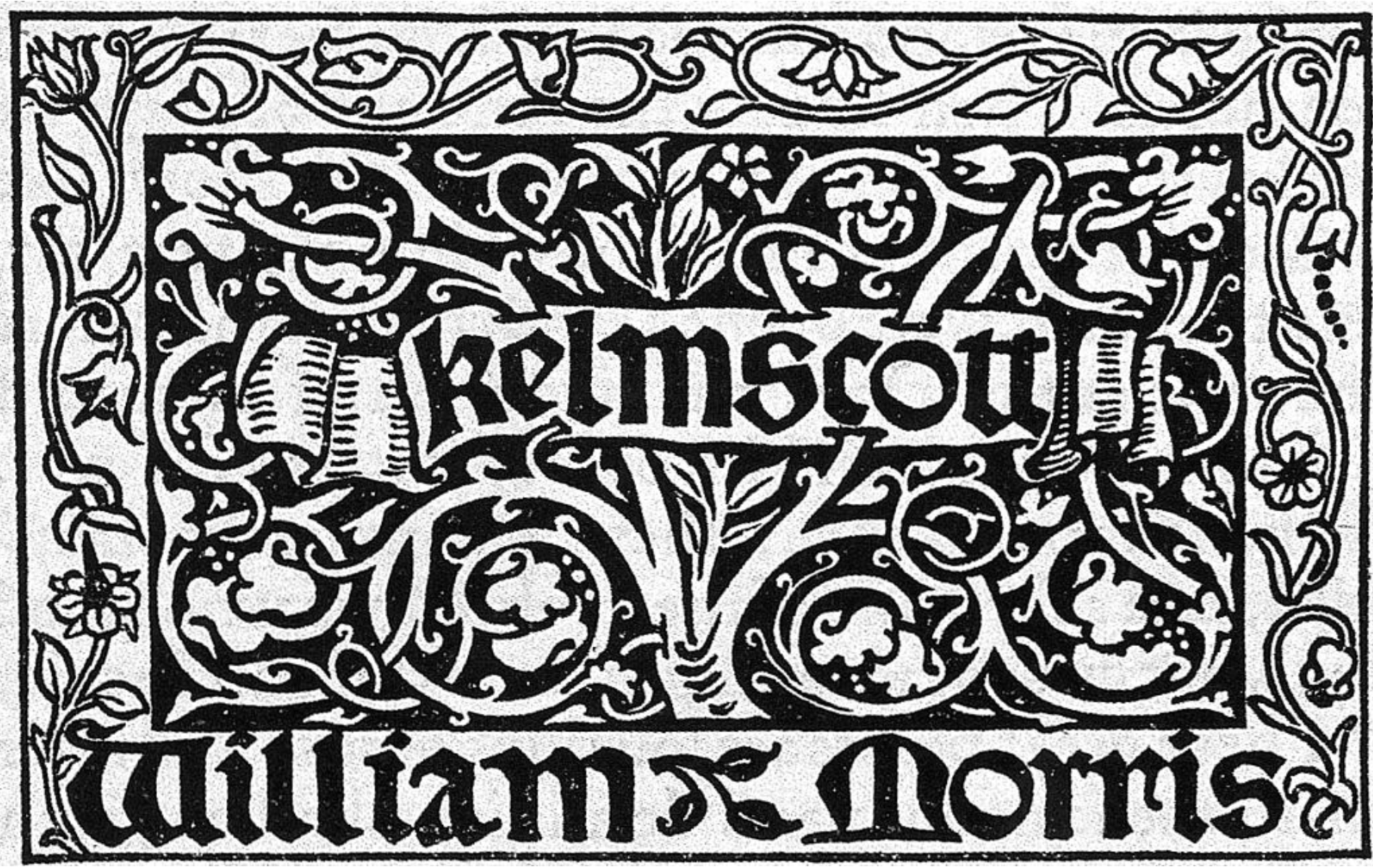 William Morris (designer), William Harcourt Hooper (wood block cutter &amp; printer),  Kelmscott Publishing Frontispiece , c. 1891, wood engraving, 56 x 90 mm, 1912,0612.422, British Museum, London.