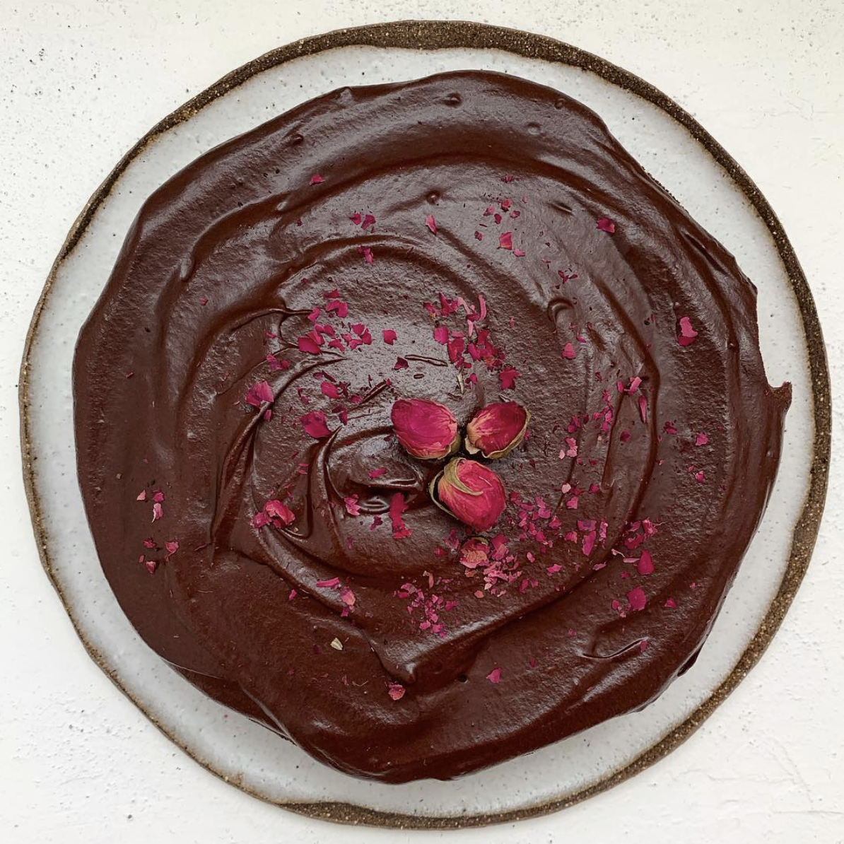 dark chocolate and rose cake