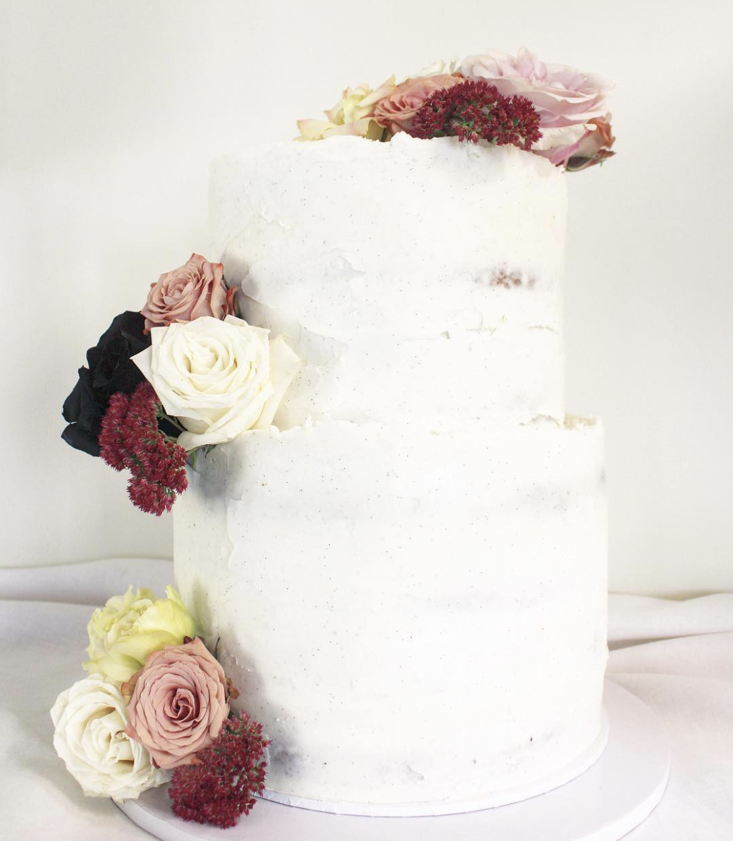vegan coconut cherry wedding cake