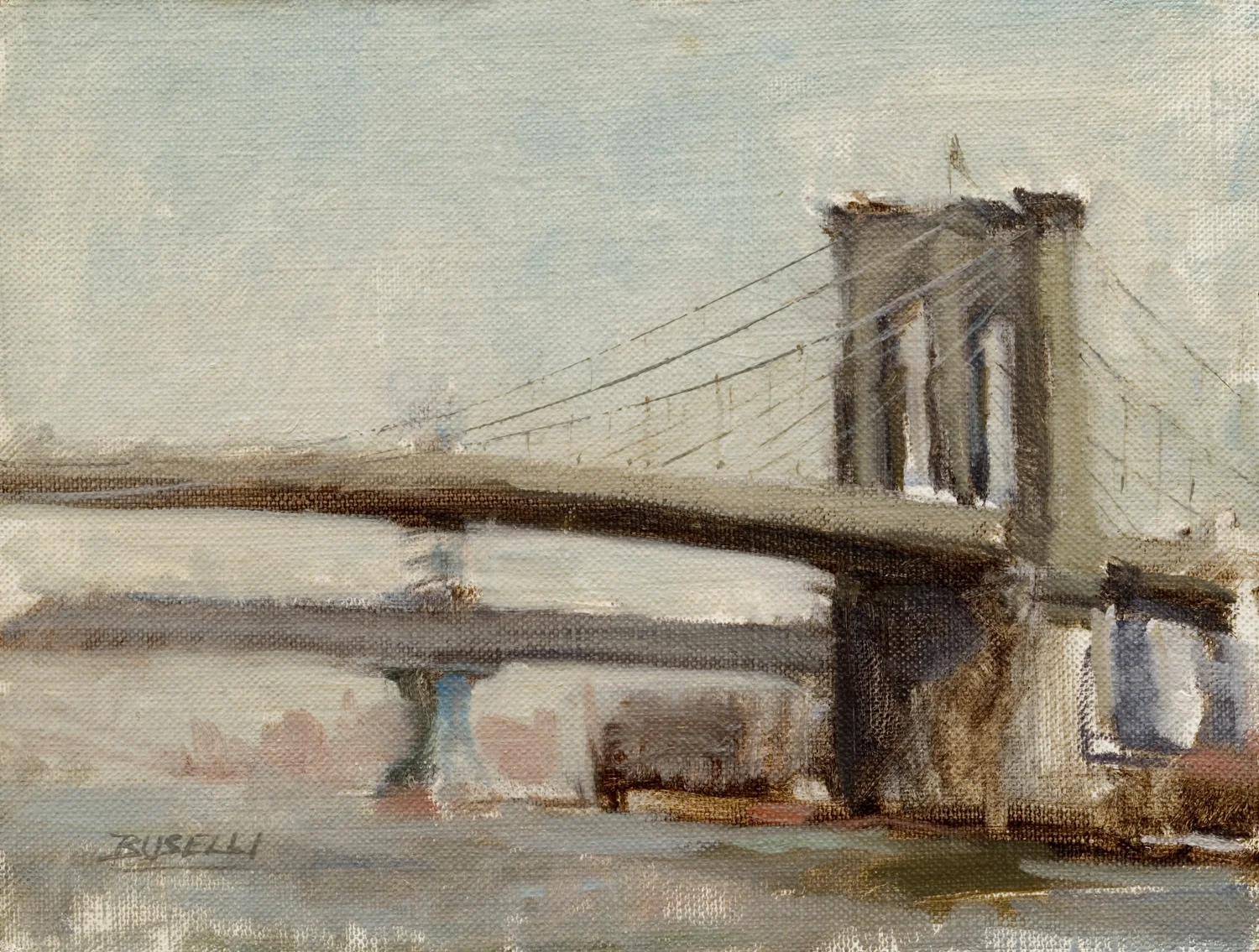 THE BROOKLYN BRIDGE II oil on linen 9" x 12"