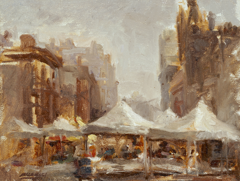  UNION SQUARE, FARMERS' MARKET, NYC  oil on linen | 8" x 10" 