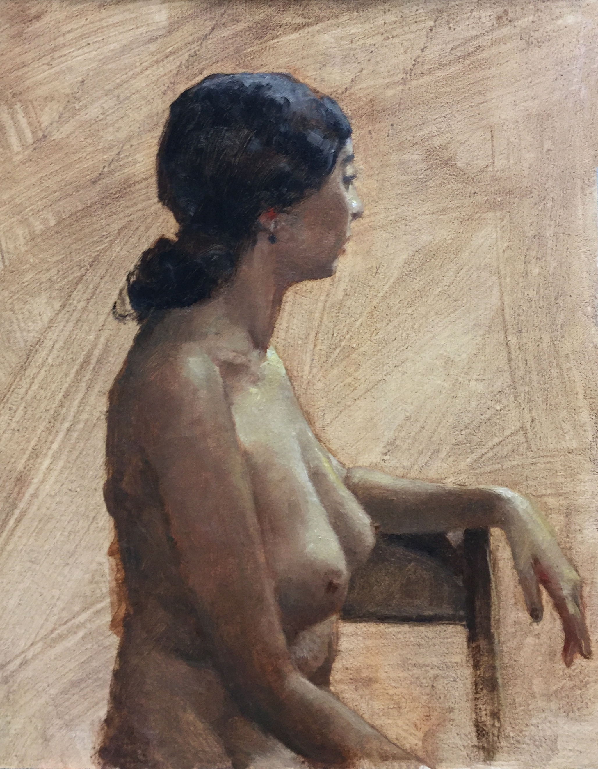  SITTING NUDE  oil on linen&nbsp; |&nbsp; &nbsp;12 x 10  Figuratively Speaking Exhibition-Salmagundi Club 