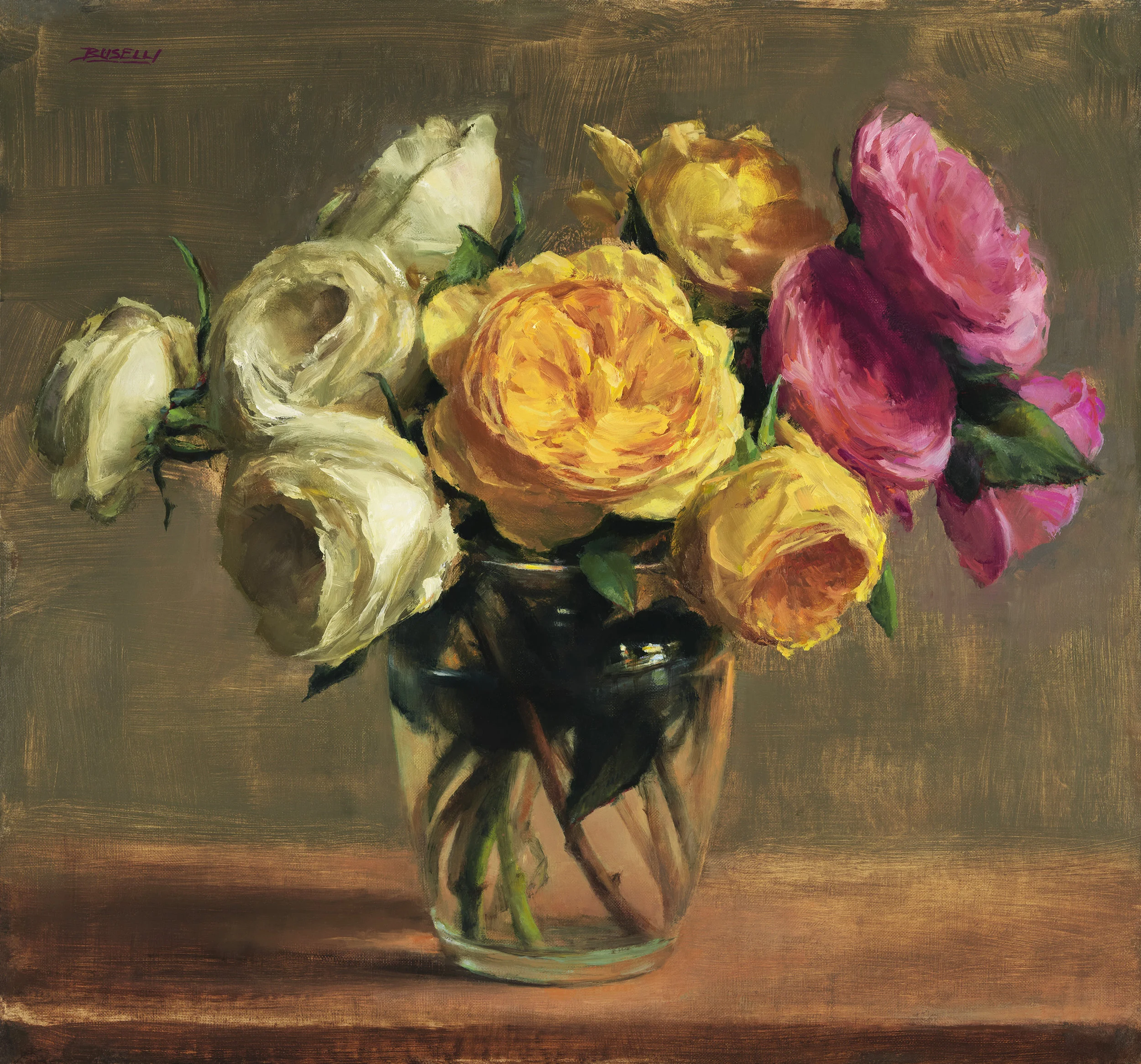 “DAVID AUSTEN ROSES” oil on linen | 16” x 15”