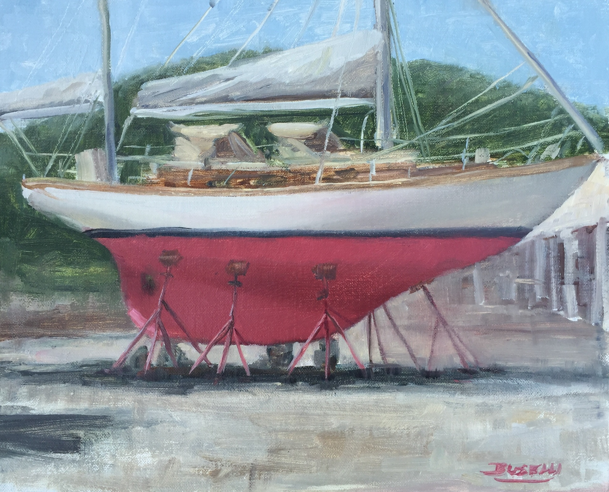 CHEOY LEE YAWL RIG - dry docked  oil on linen | 10” x 12”   BACK TO TOP  