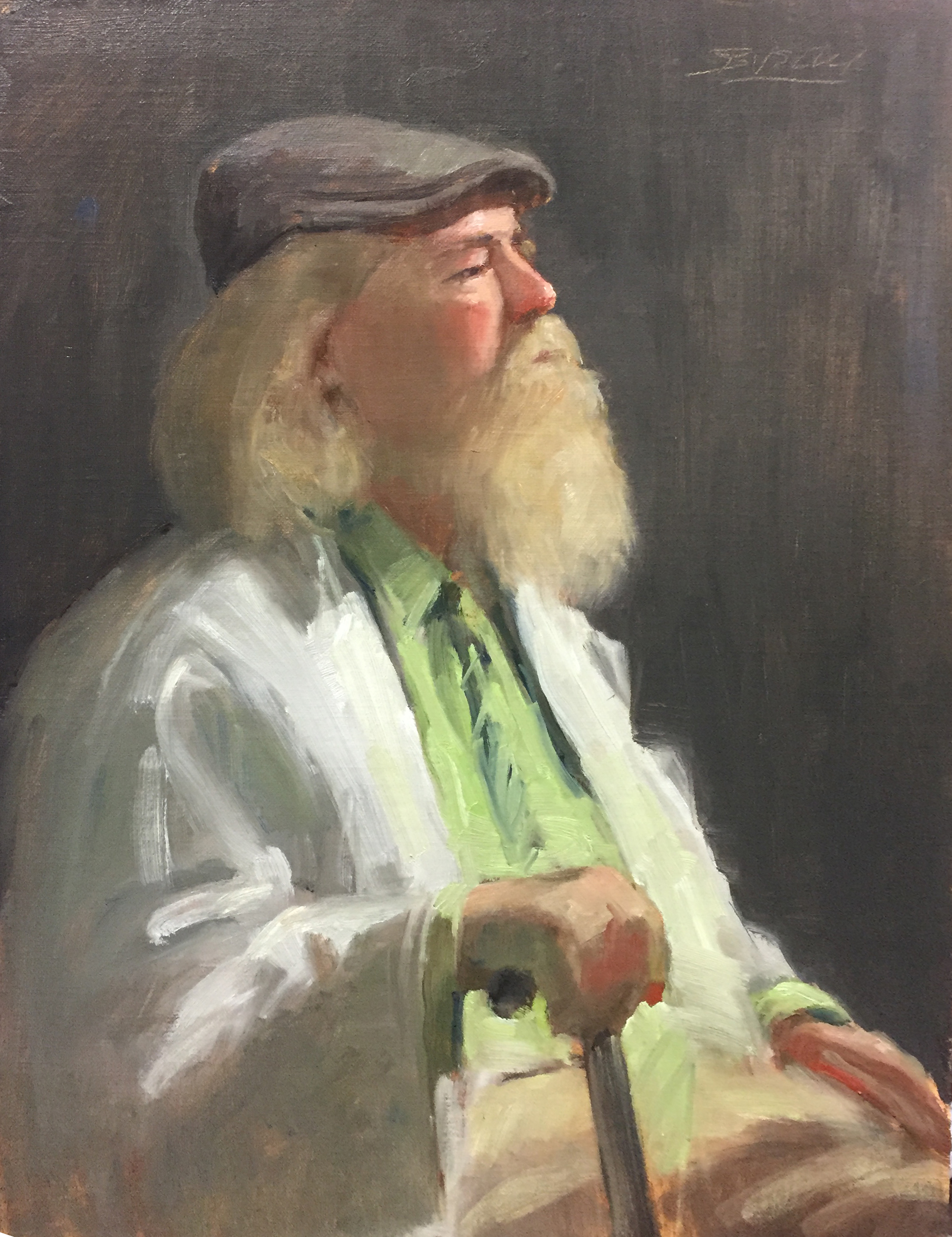  MAN WITH CAP &amp; BEARD  oil on linen | 16” x 12”   BACK TO TOP  