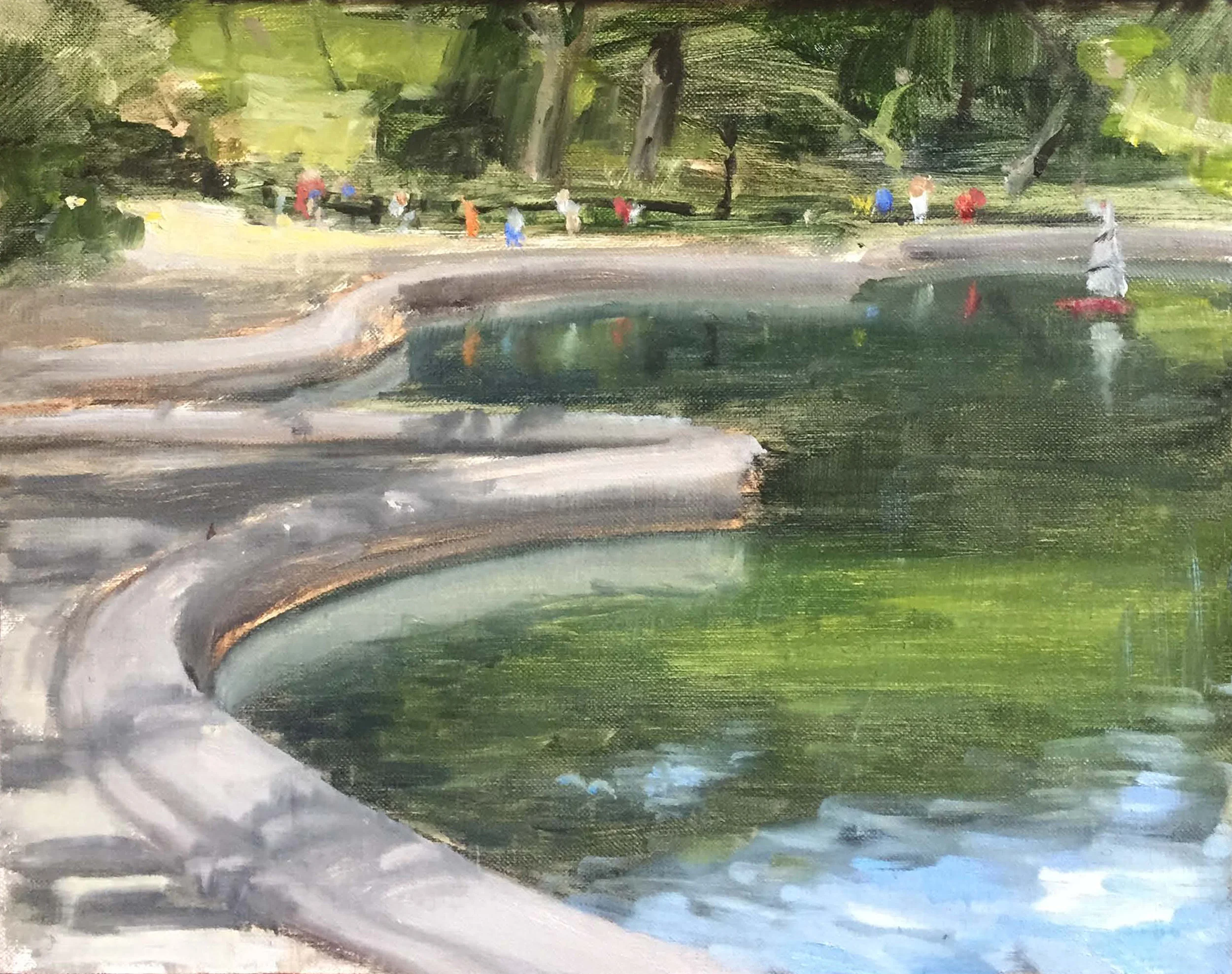 “VIEW AT THE BOATPOND,, CENTRAL PARK, NYC” oil on linen | 8 x 10