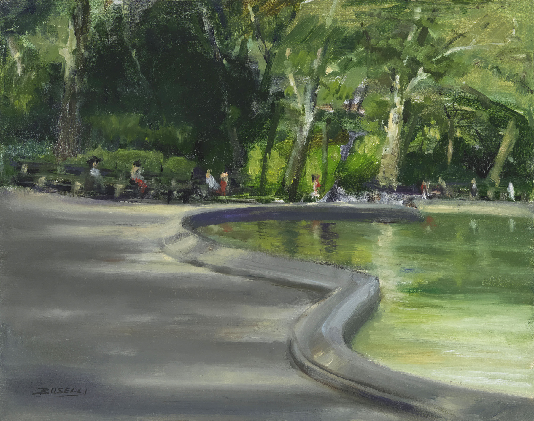  ‘LATE AFTERNOON SHADOWS AT THE BOAT POND, CENTRAL PARK, NYC”  oil on linen | 11” x 14” 