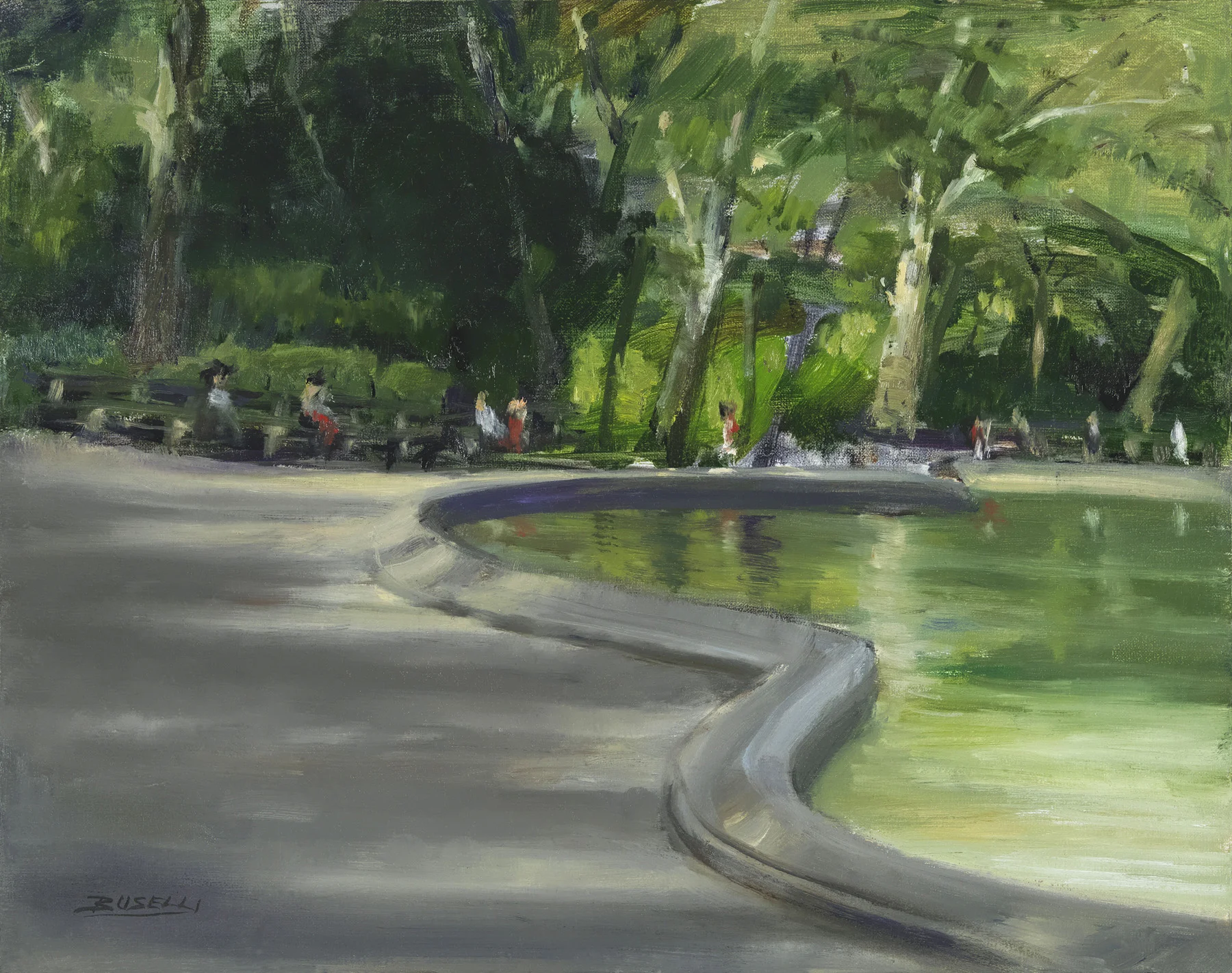 ‘LATE AFTERNOON SHADOWS AT THE BOAT POND, CENTRAL PARK, NYC” oil on linen | 11” x 14”