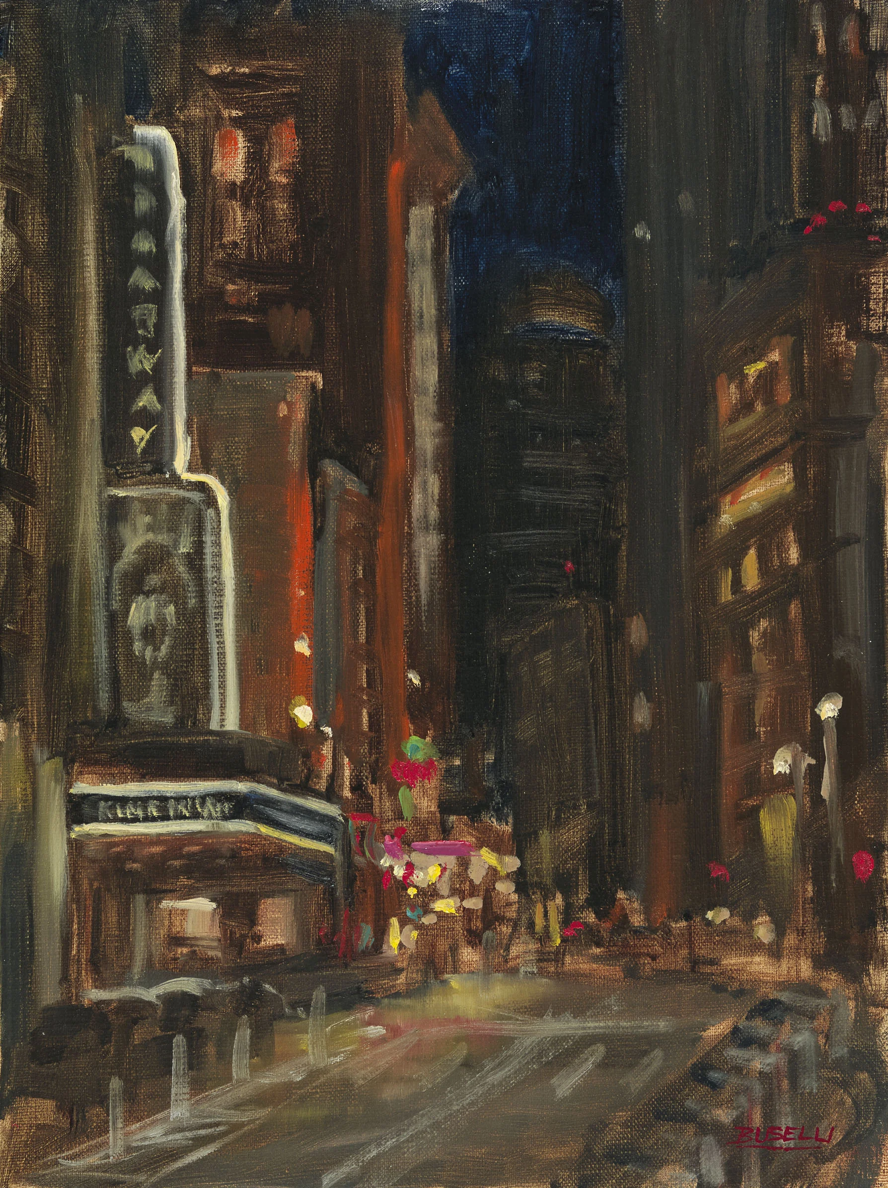 “BROADWAY AT MIDNIGHT” oil on linen | 12” x 9”