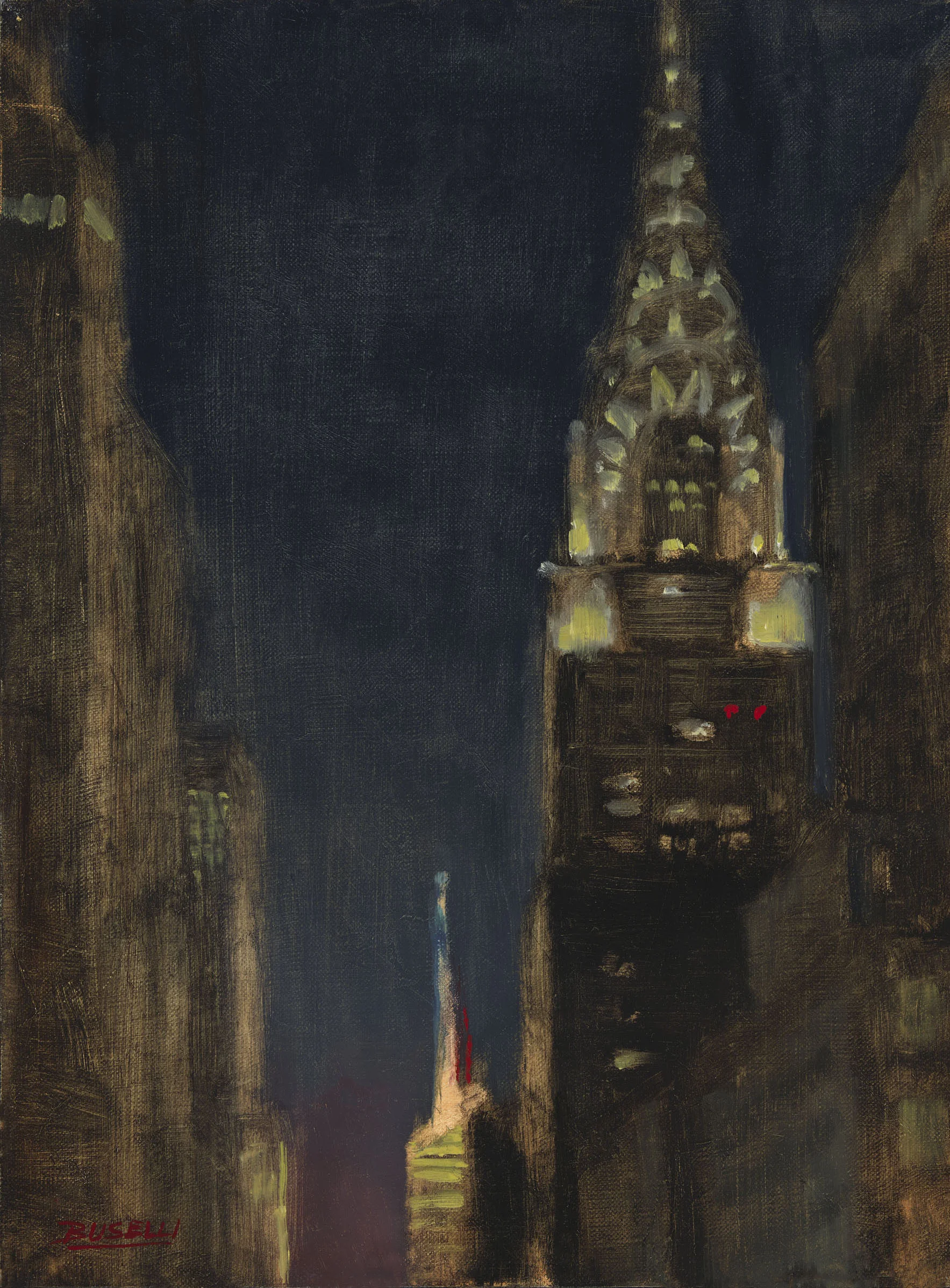 “CHRYSLER BUILDING AT MIDNIGHT” oil on linen | 12” x 9”