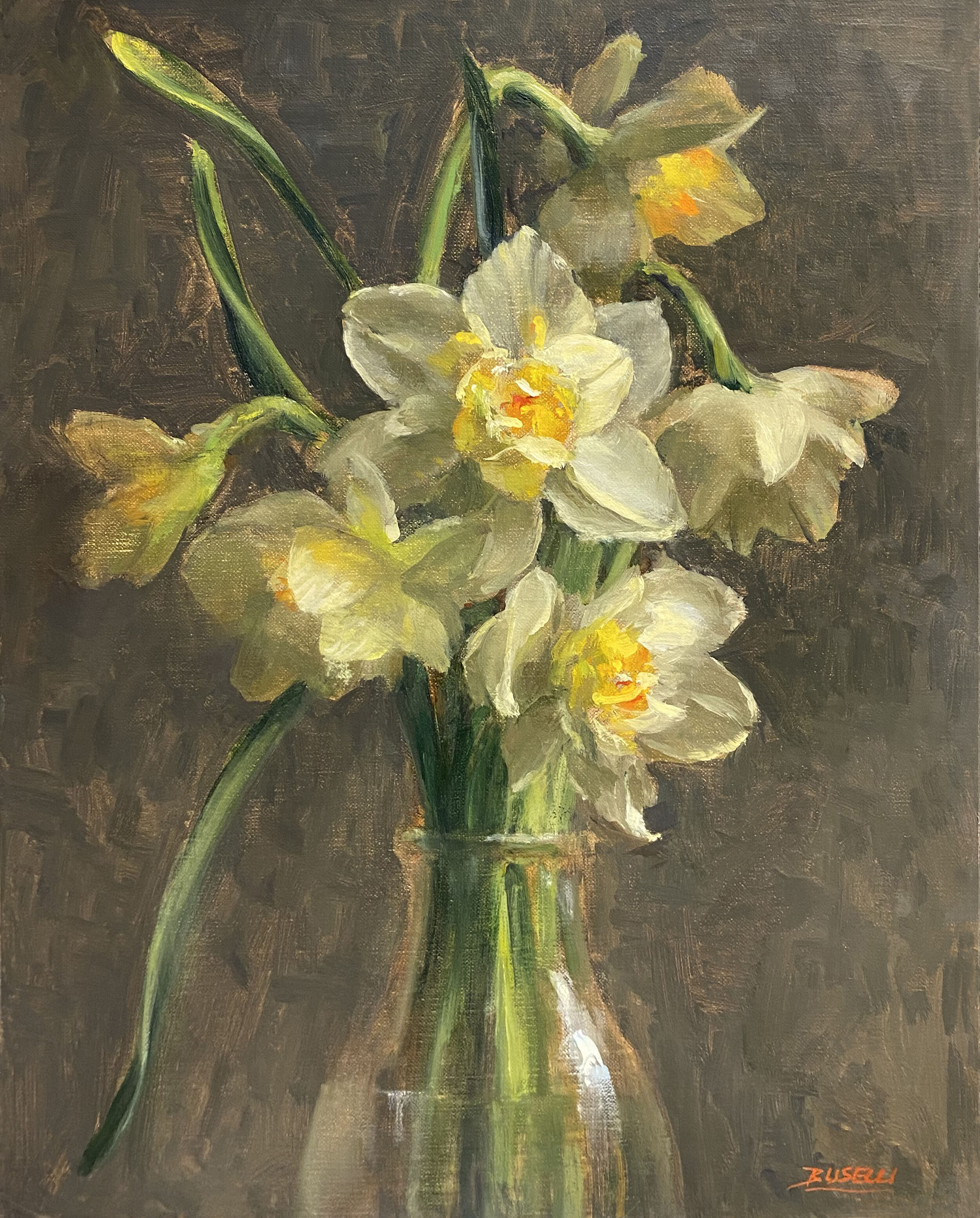 2. White Daffodils, oil on linen, 14 x 11 Buselli.jpg