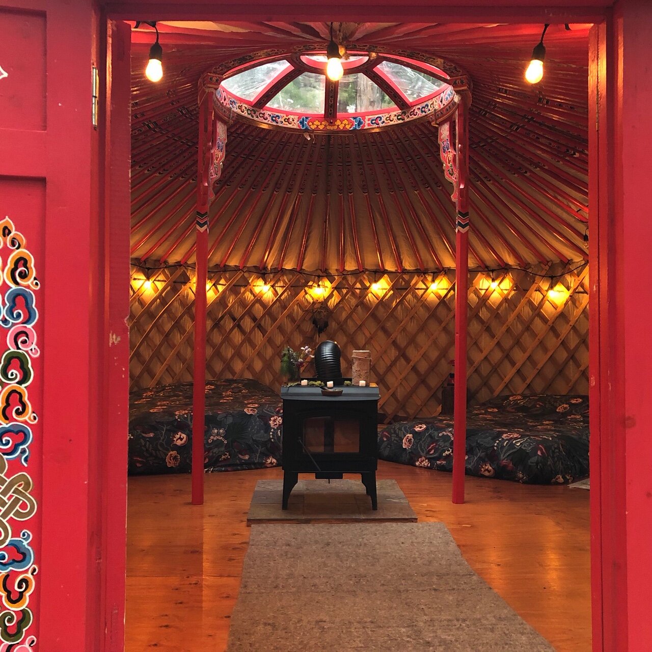 Shared Yurt for 5 - This spacious yurt tucked away in the trees sleeps five on comfortable floor mattresses in a fully enclosed domed yurt. Guests have access to an outdoor sink and shower, and latrine style bathrooms.$750 per person, early bird pricing.
