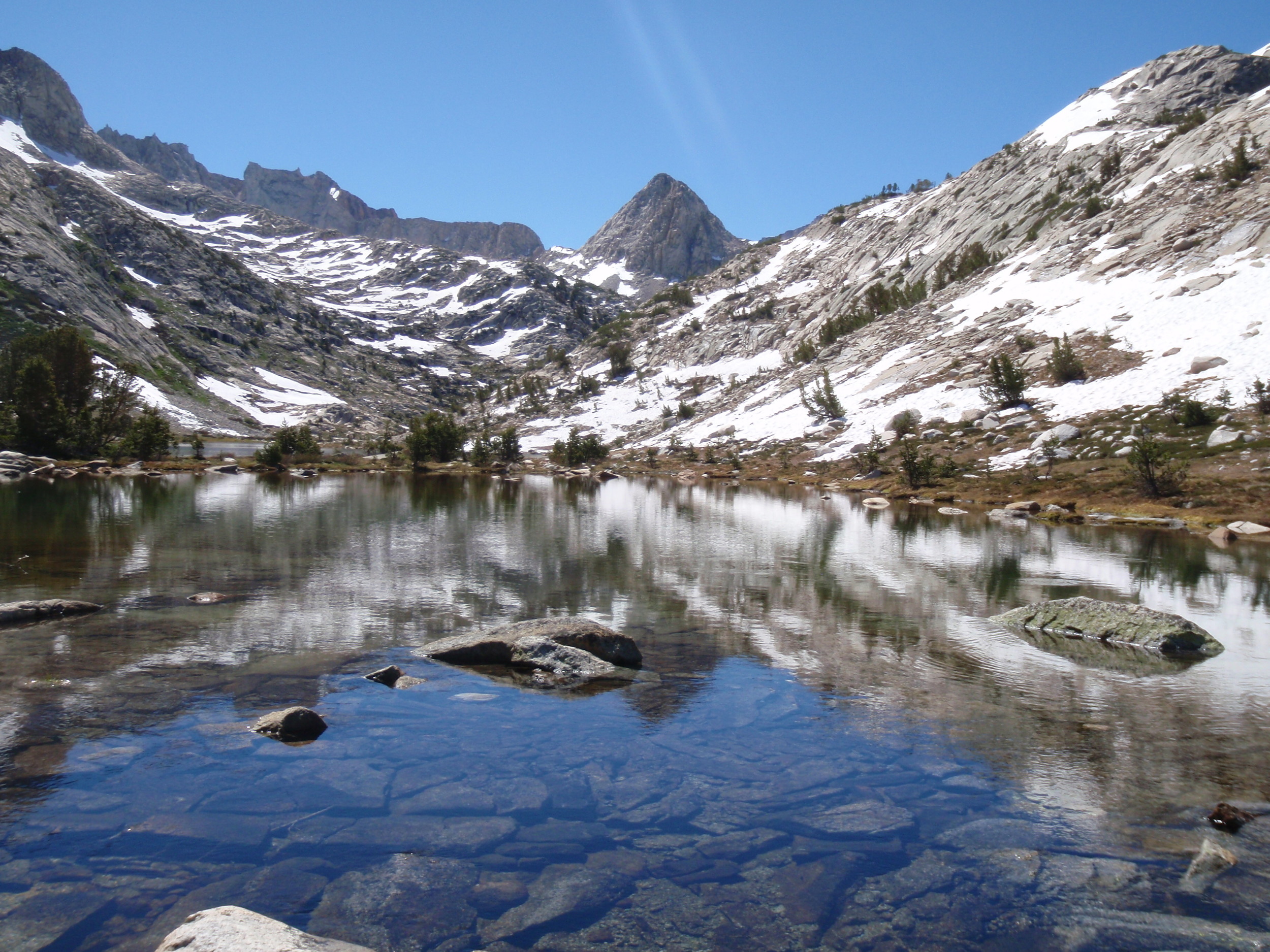 Mt Spencer reflected in Evolution Lake