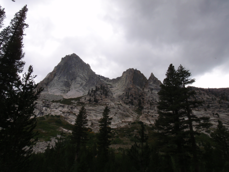 Peaks above upper Deadman Canyon with late afternoon stormclouds building