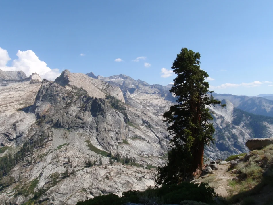 View across Lone Pine Canyon towards Eagle Scout Peak from the trail over Elizabeth Pass