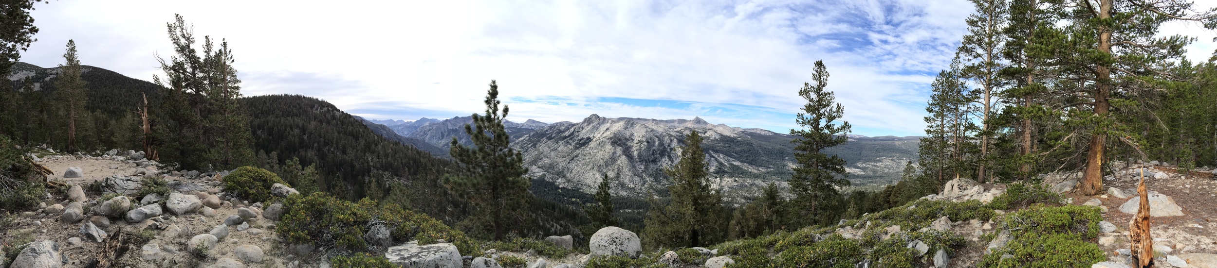 View south from the high traverse along the Tombstone Pass route