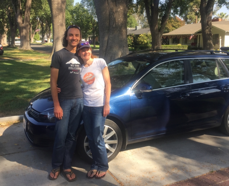 We'd better pose quickly with Cynthia's car before she turns around and heads home