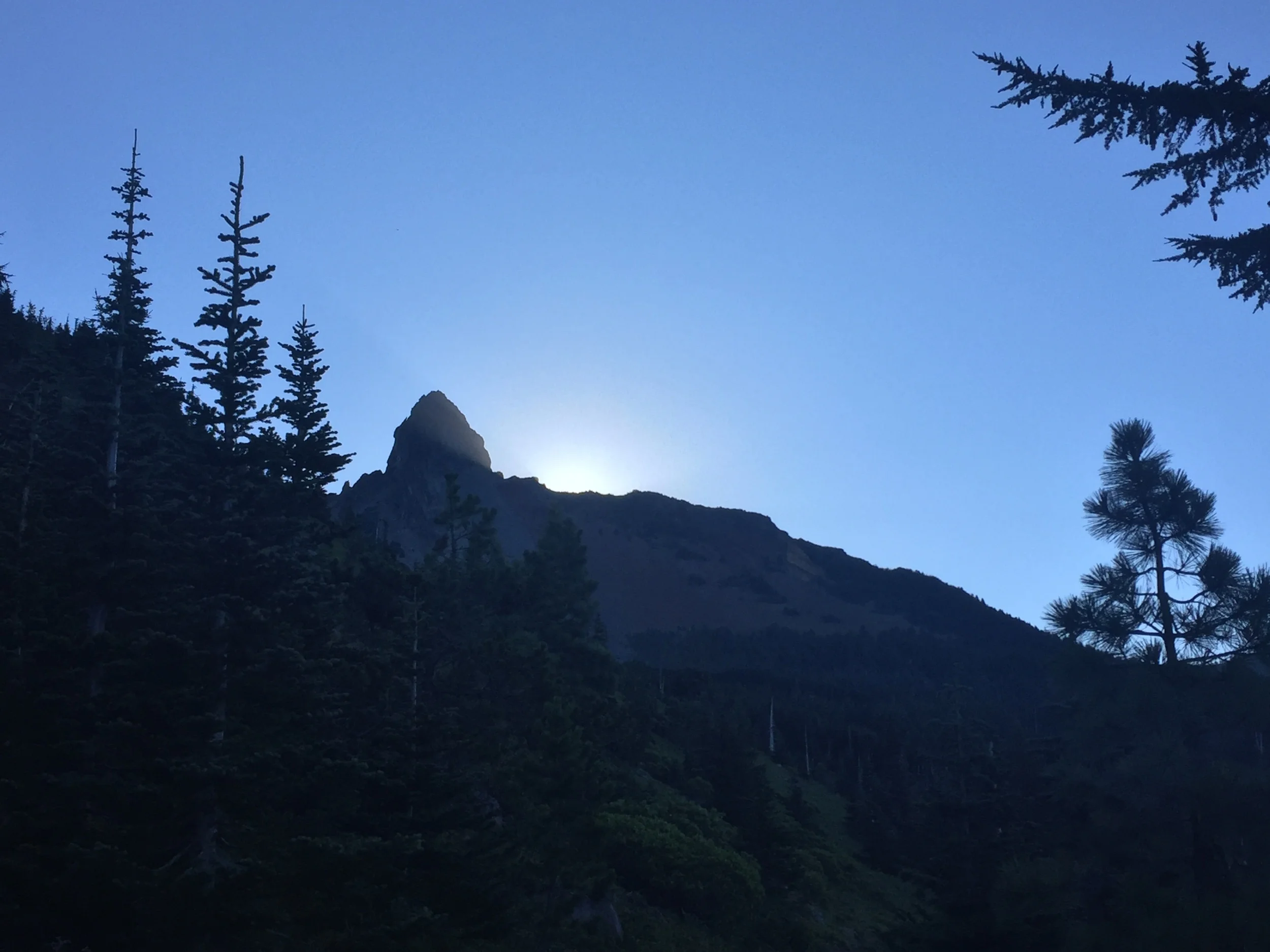 Sun rising behind Mt Washington