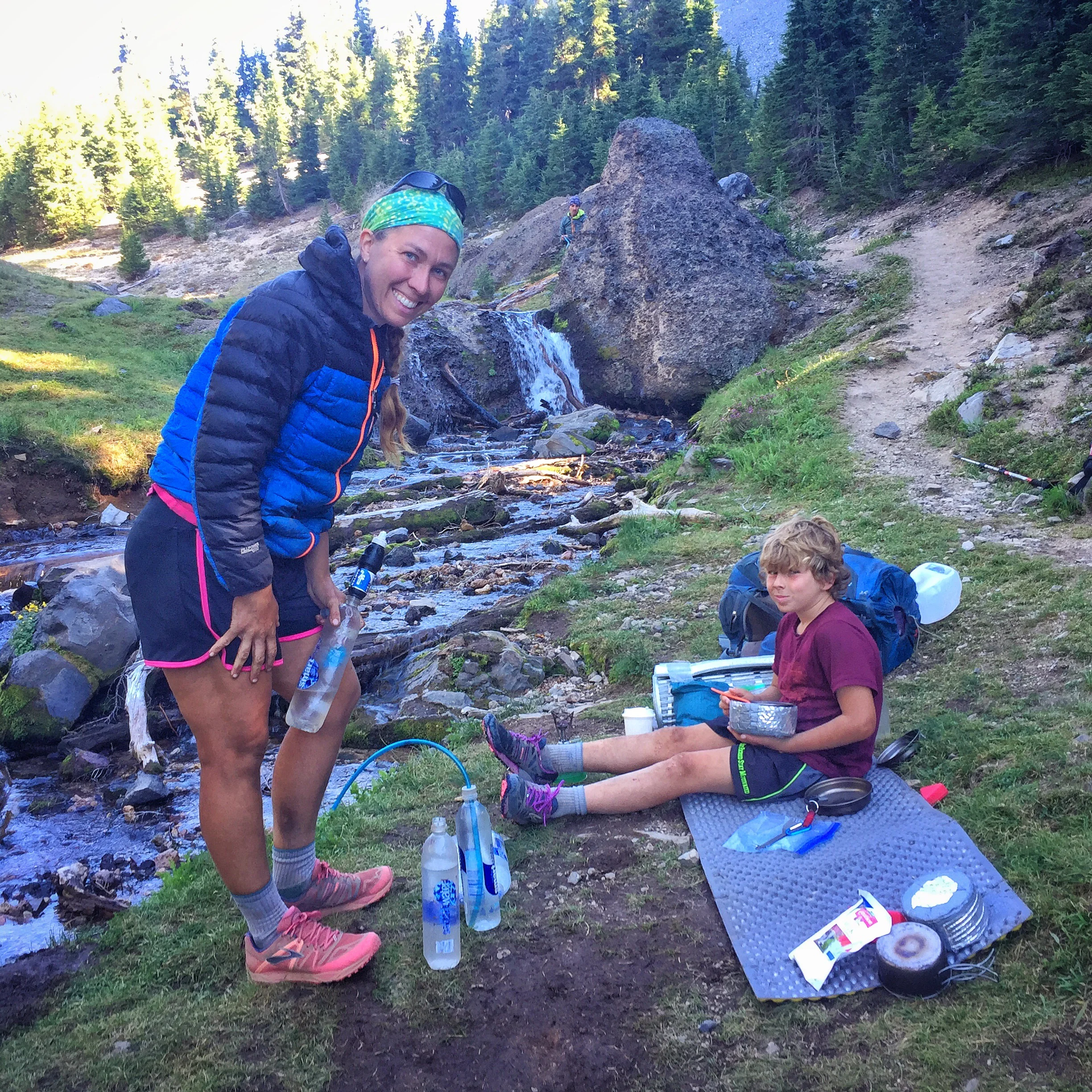 Mama Lion and Daniel Boone at Thielsen Creek in the late afternoon