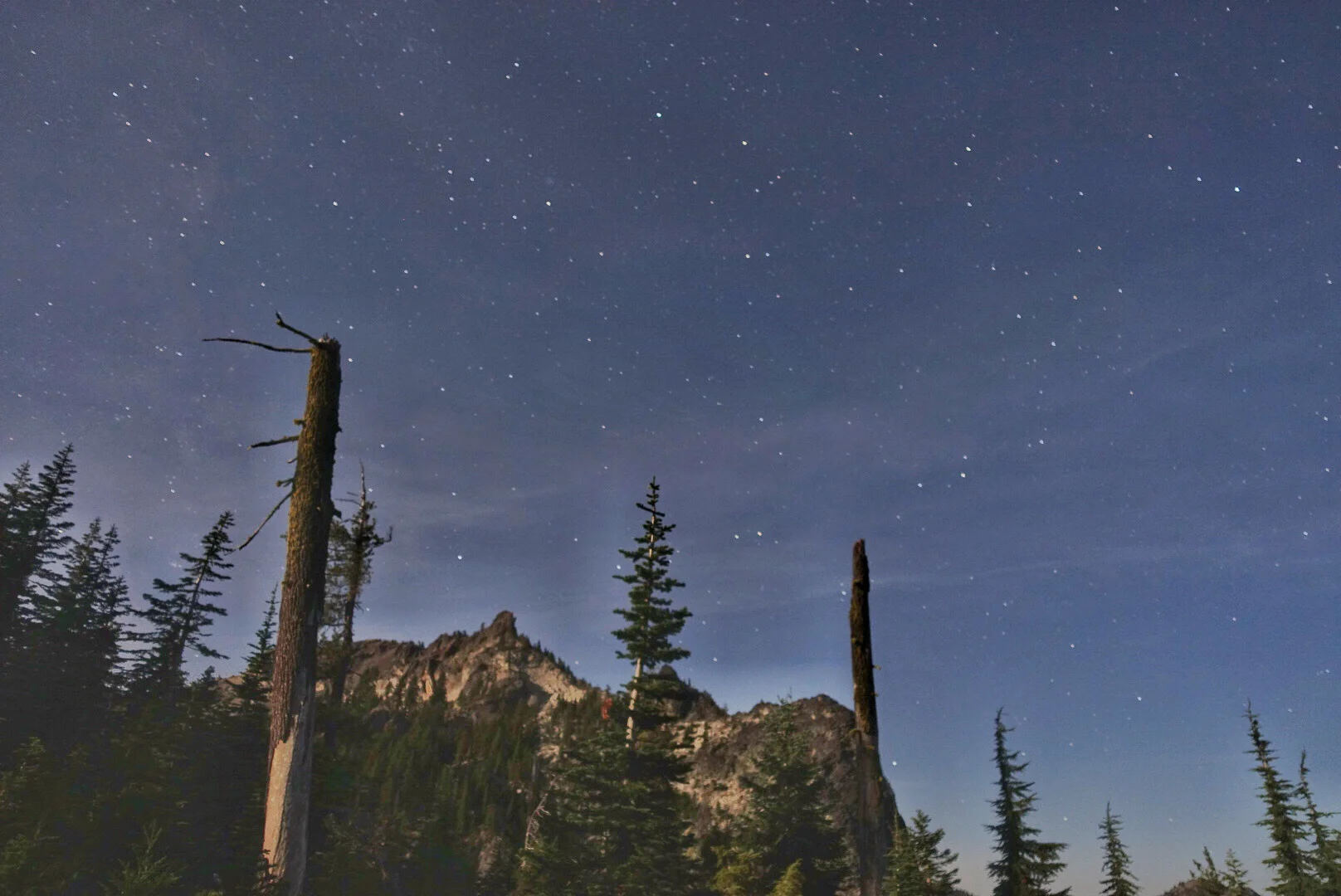 Devils Peak under a starry sky.