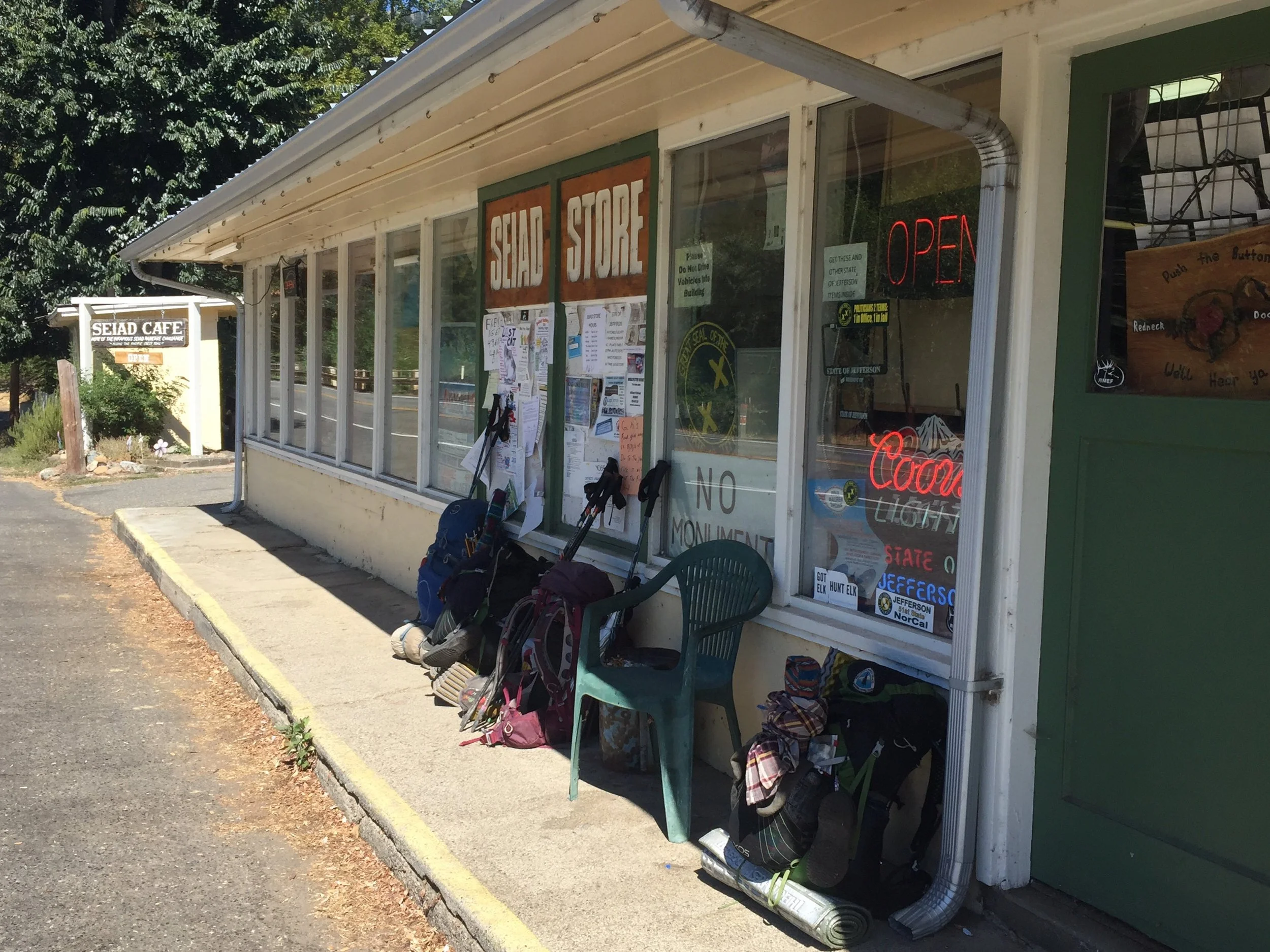 Backpacks outside the Seiad Valley Store