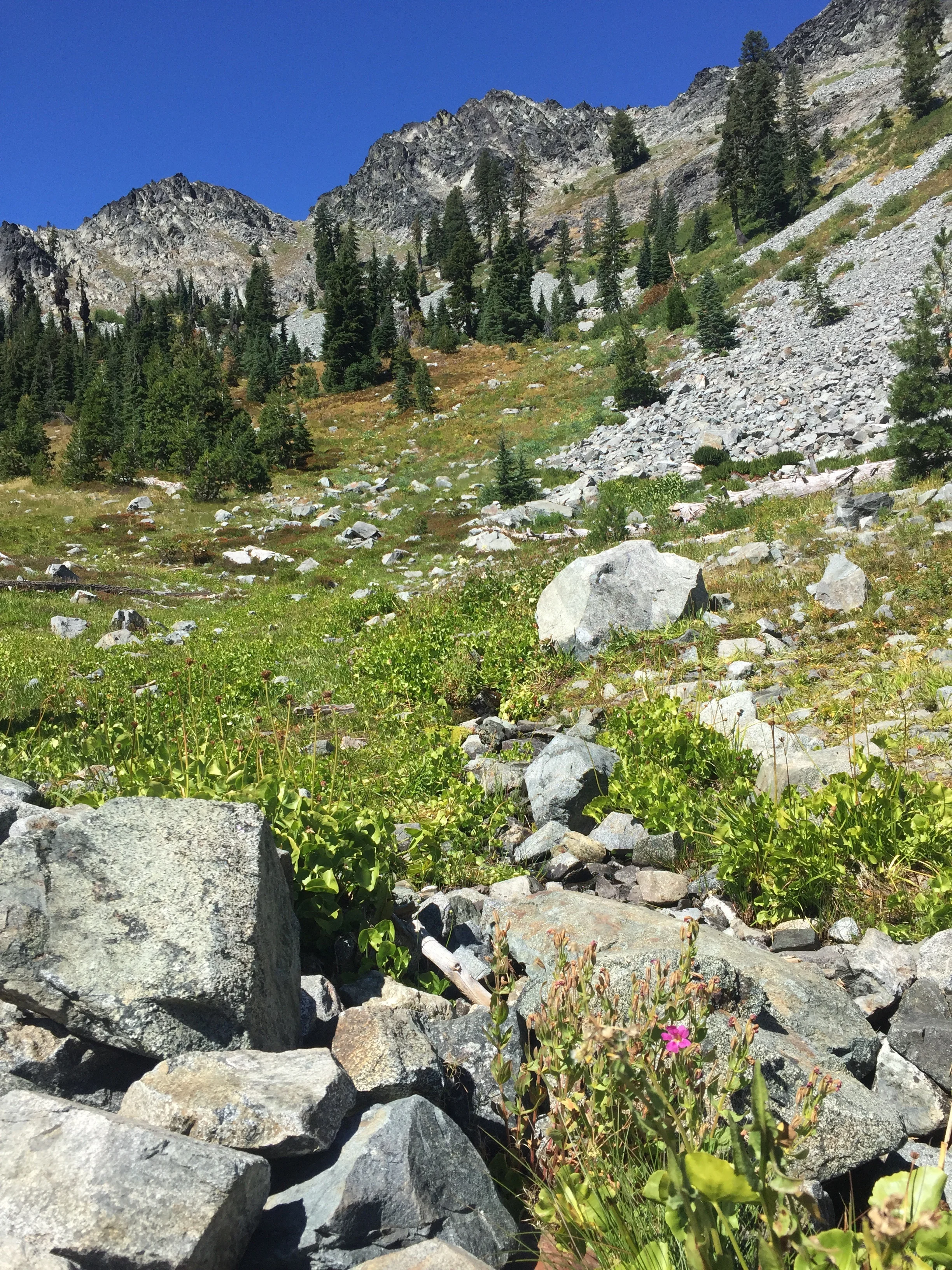 Magical alpine basin in the marble mountains, a perfect stop for a leisurely lunch