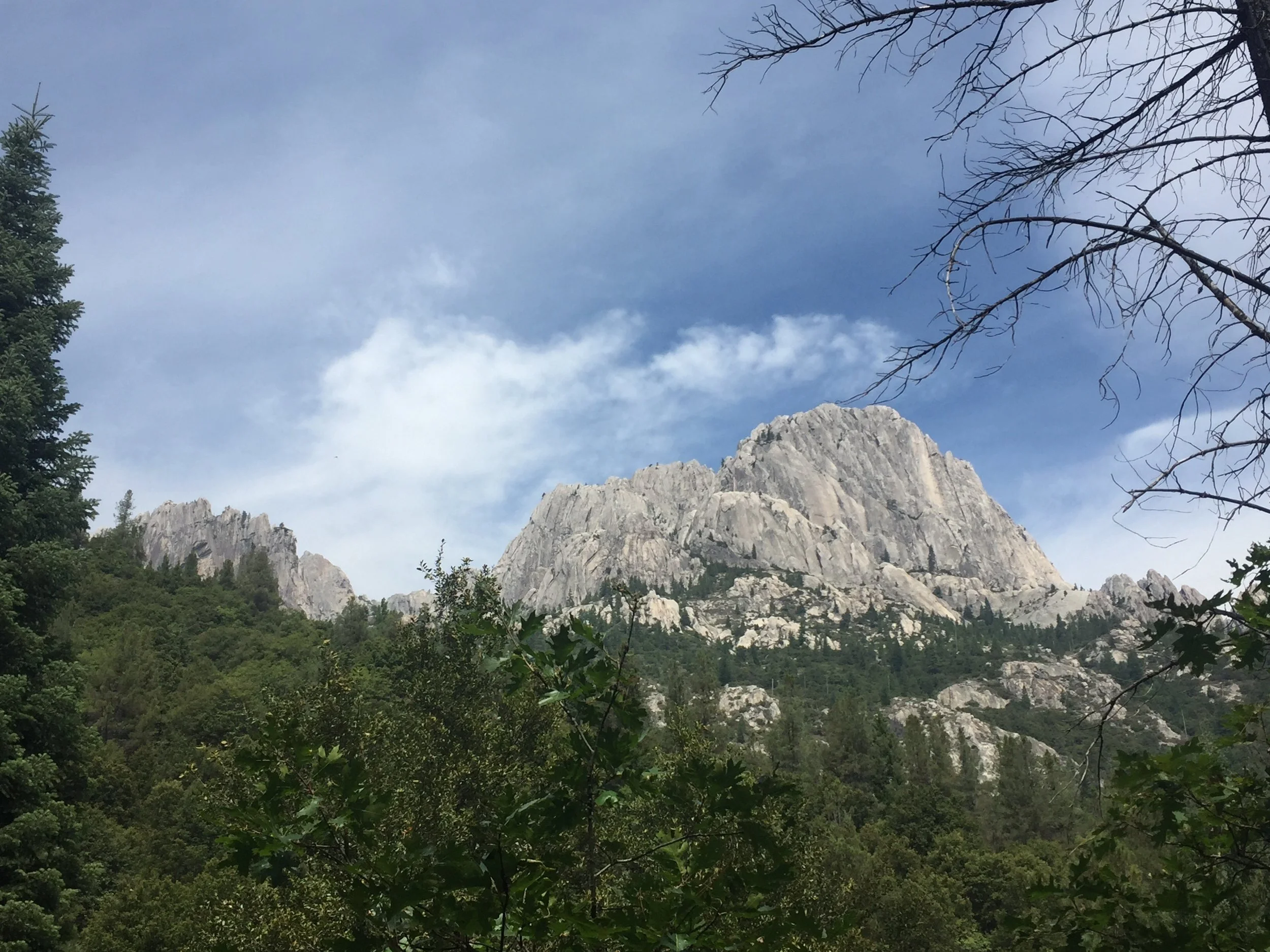 A bit of blue sky in the mid-afternoon as we near the boundary for Castle Crags State Park