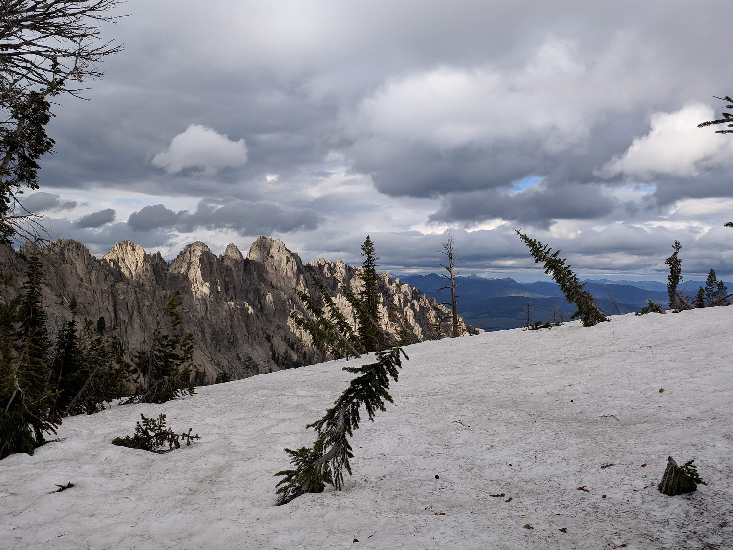 Crags, clouds, and snow